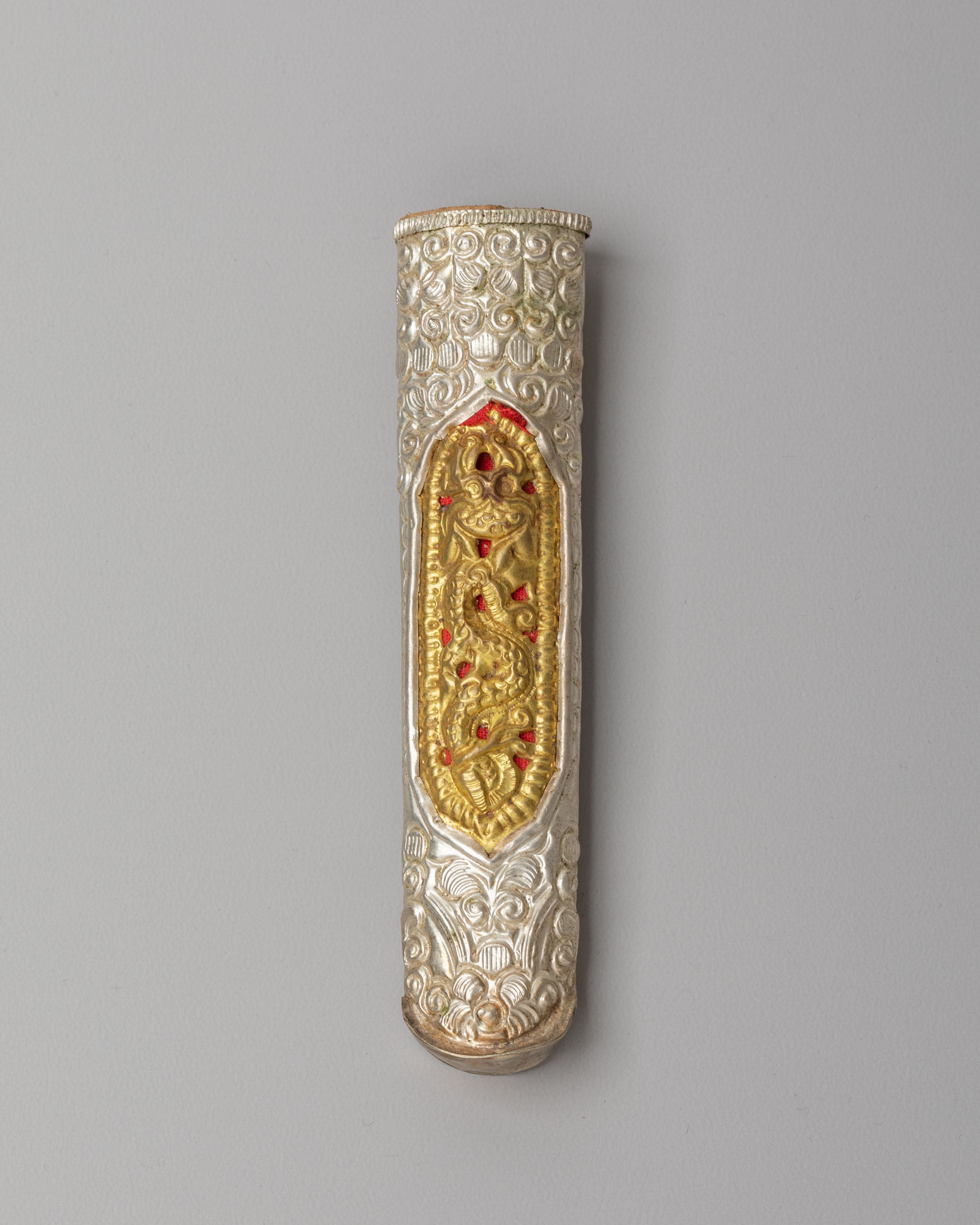 Buddhist Ceremonial Ritual Knife | Silver and Gold Plated Himalayan Ritual Object