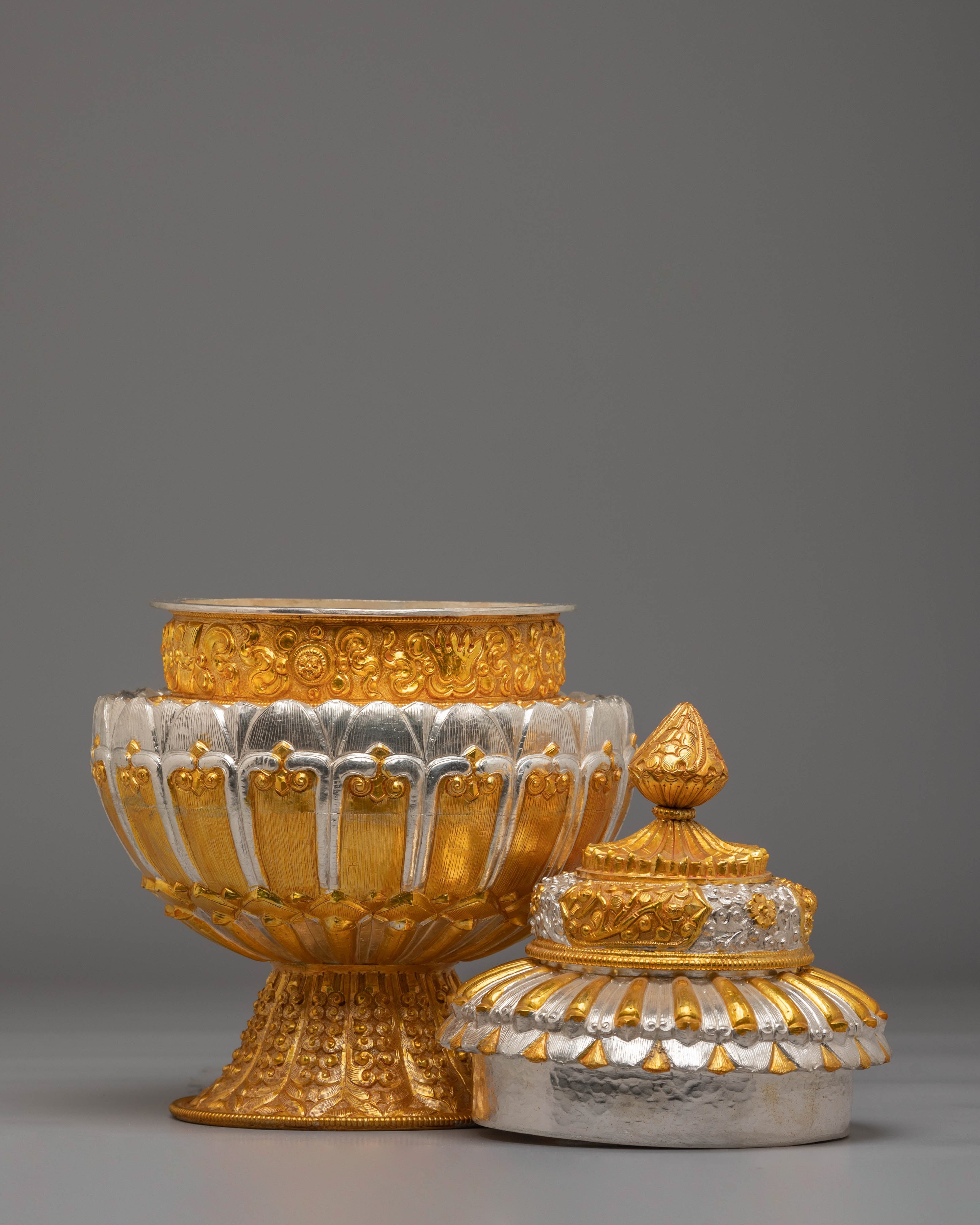 Handmade Tibetan Ritual Rice Pot | Spiritual Decor for Altar