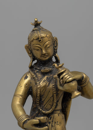 Elegant Handcrafted Newari Lady Offering Statue | Perfect for Altars or Spiritual Decor