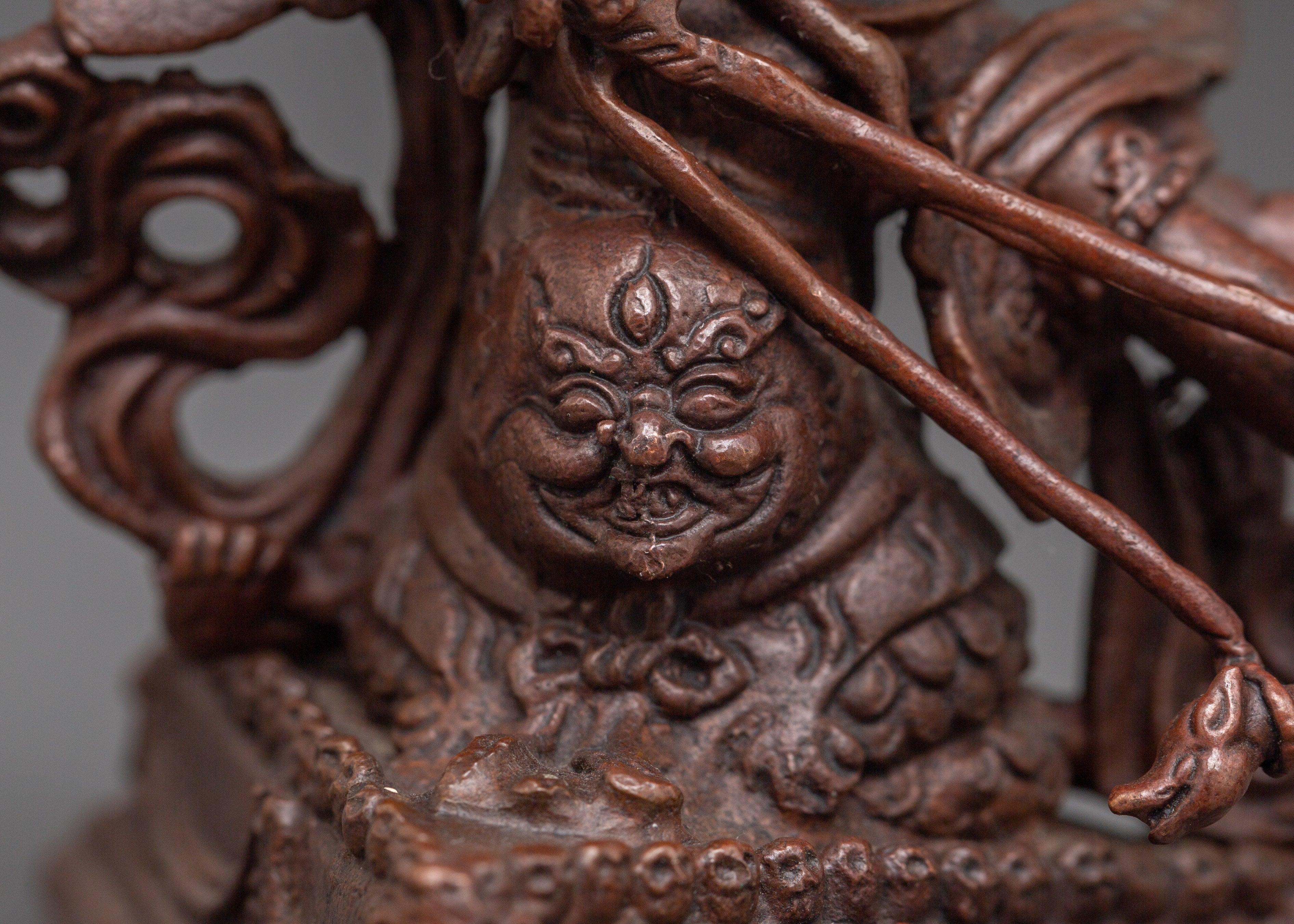 Sacred Dharma Protector Rahula Statue | Oxidized Copper Buddhist Deity Sculpture