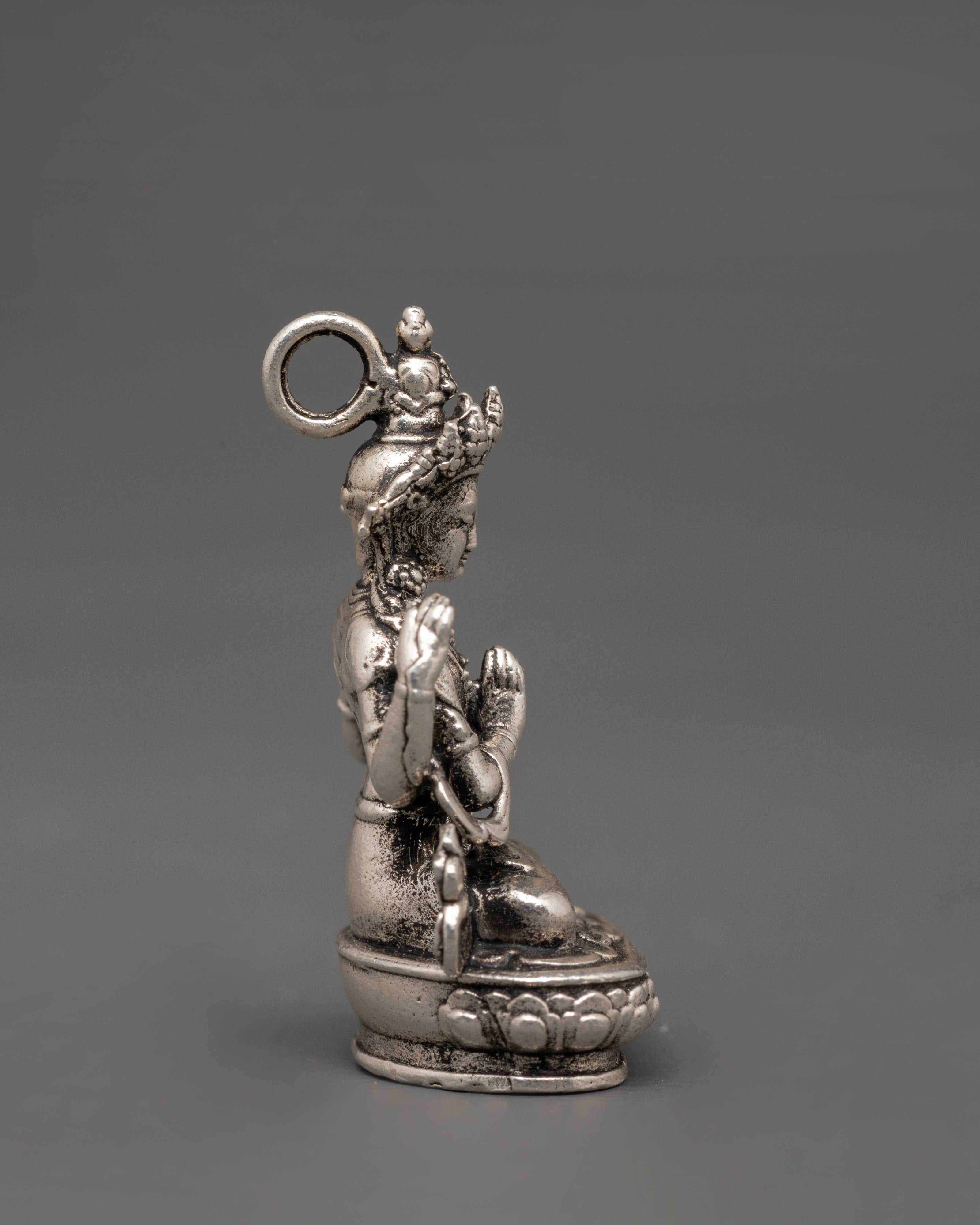Handcrafted 98% Silver Chenresig Locket | Tibetan Buddha of Compassion