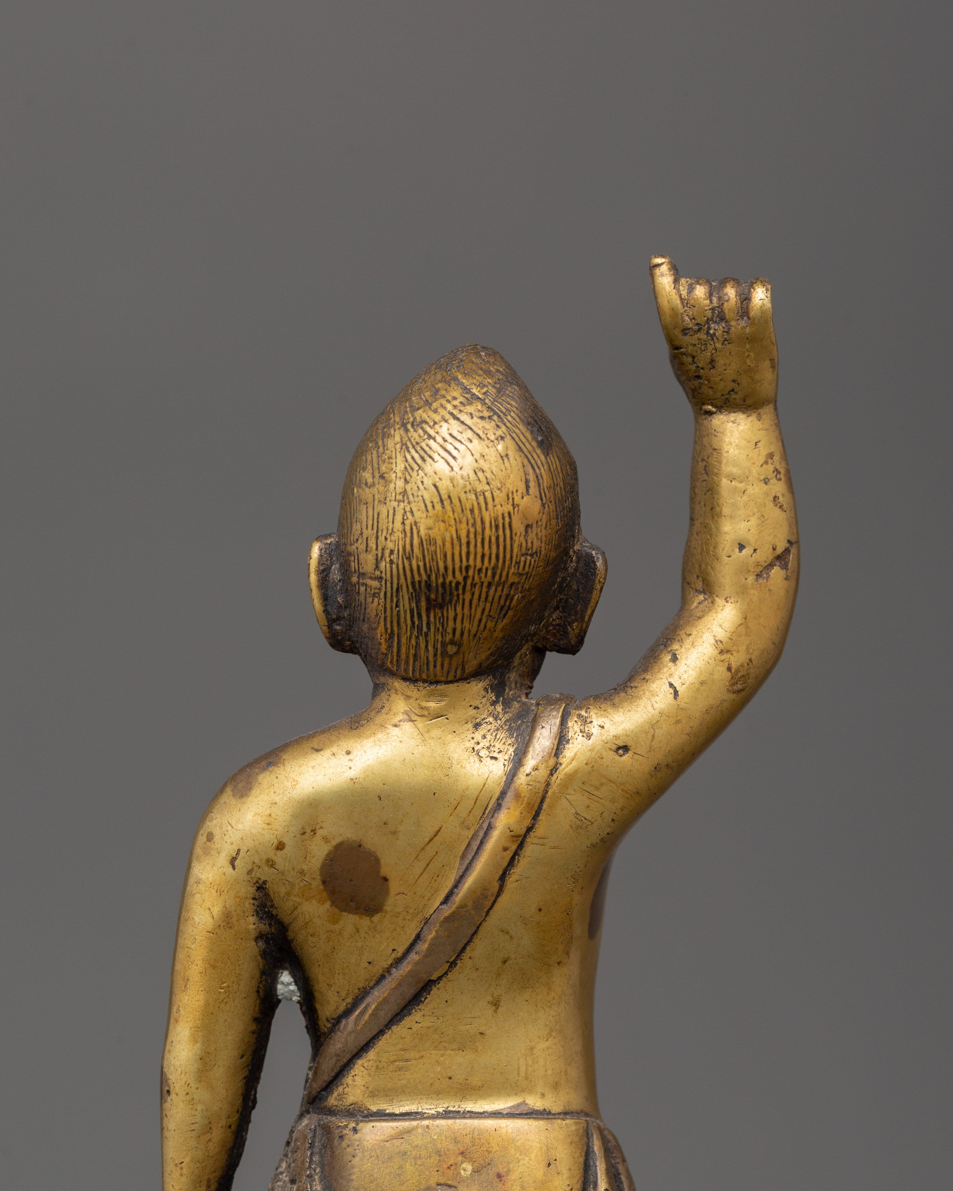 Handcrafted Siddhartha Gautam Statue | Brass Standing Buddha in Birth Gesture Pose