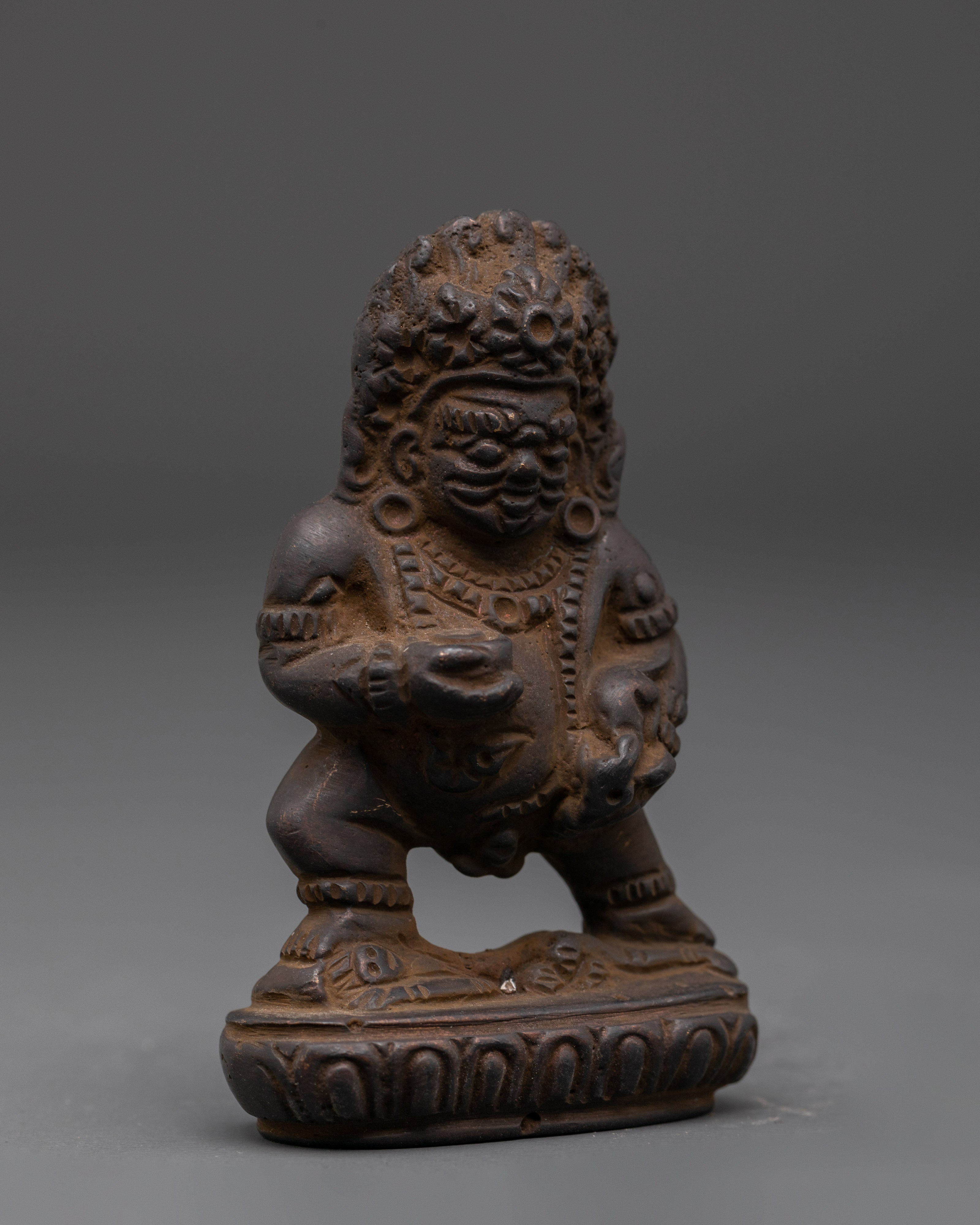 Black Dzambala Sacred Iron Statue | Tibetan Buddhist Wealth Deity for Prosperity
