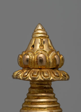 Gold-Plated Tibetan Buddhist Stupa | Enhancing Mindfulness and Spiritual Energy
