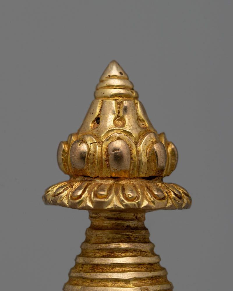 Gold-Plated Tibetan Buddhist Stupa | Enhancing Mindfulness and Spiritual Energy