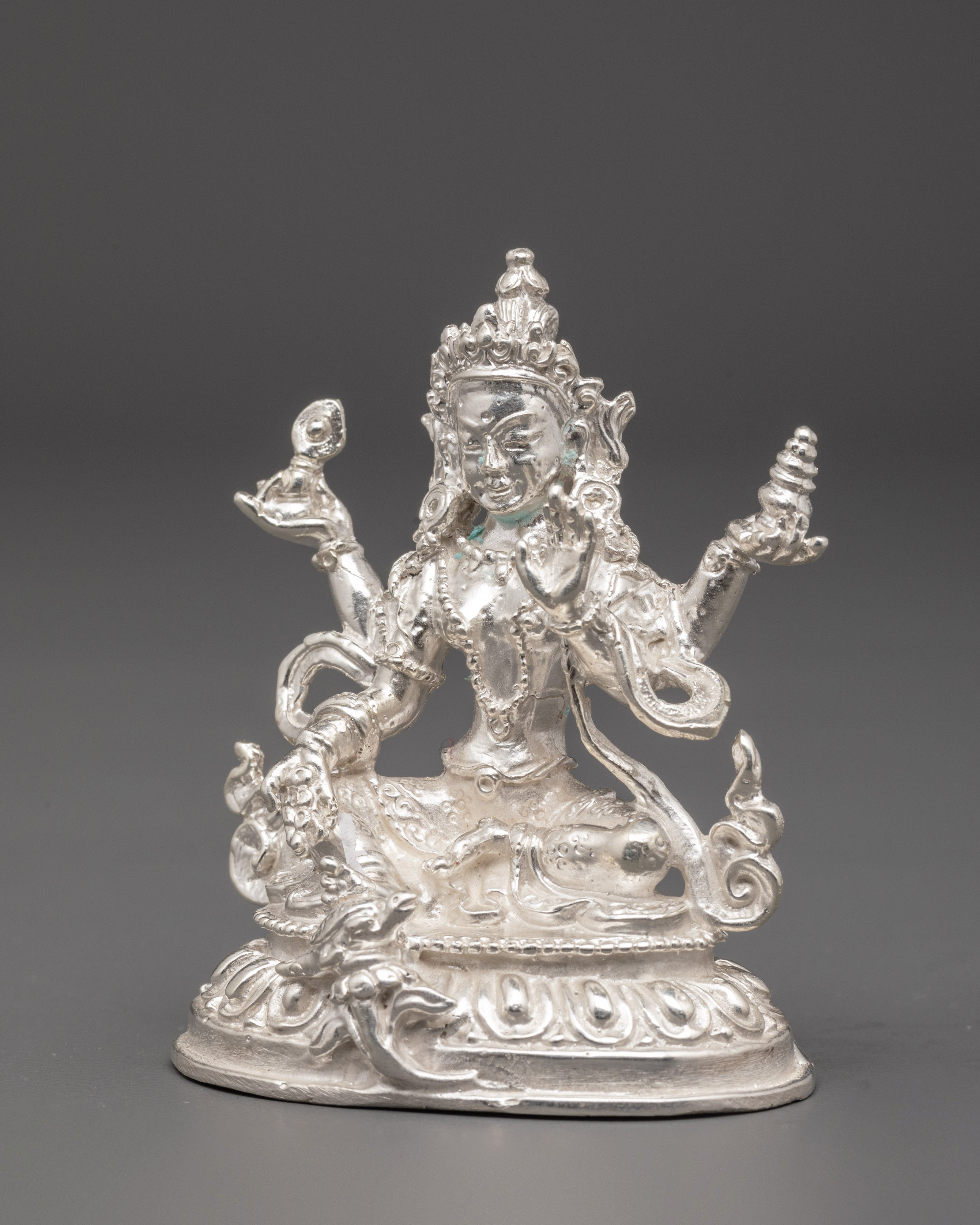 Handcrafted 98% Silver Lakshmi Idol | Spiritual Hindu Altar Statue