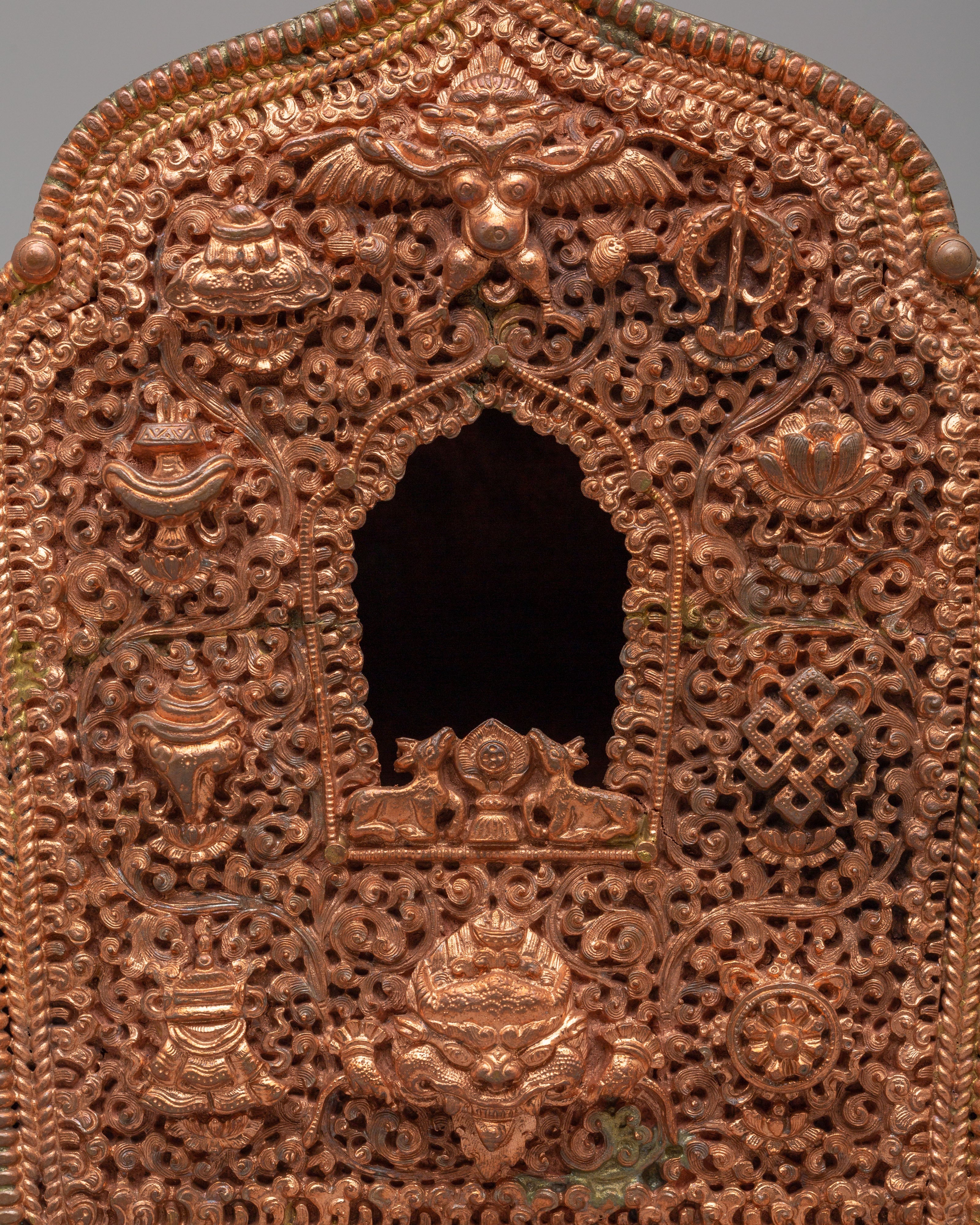 Handcrafted Himalayan Ghau Box | Copper Buddhist Ritual Shrine