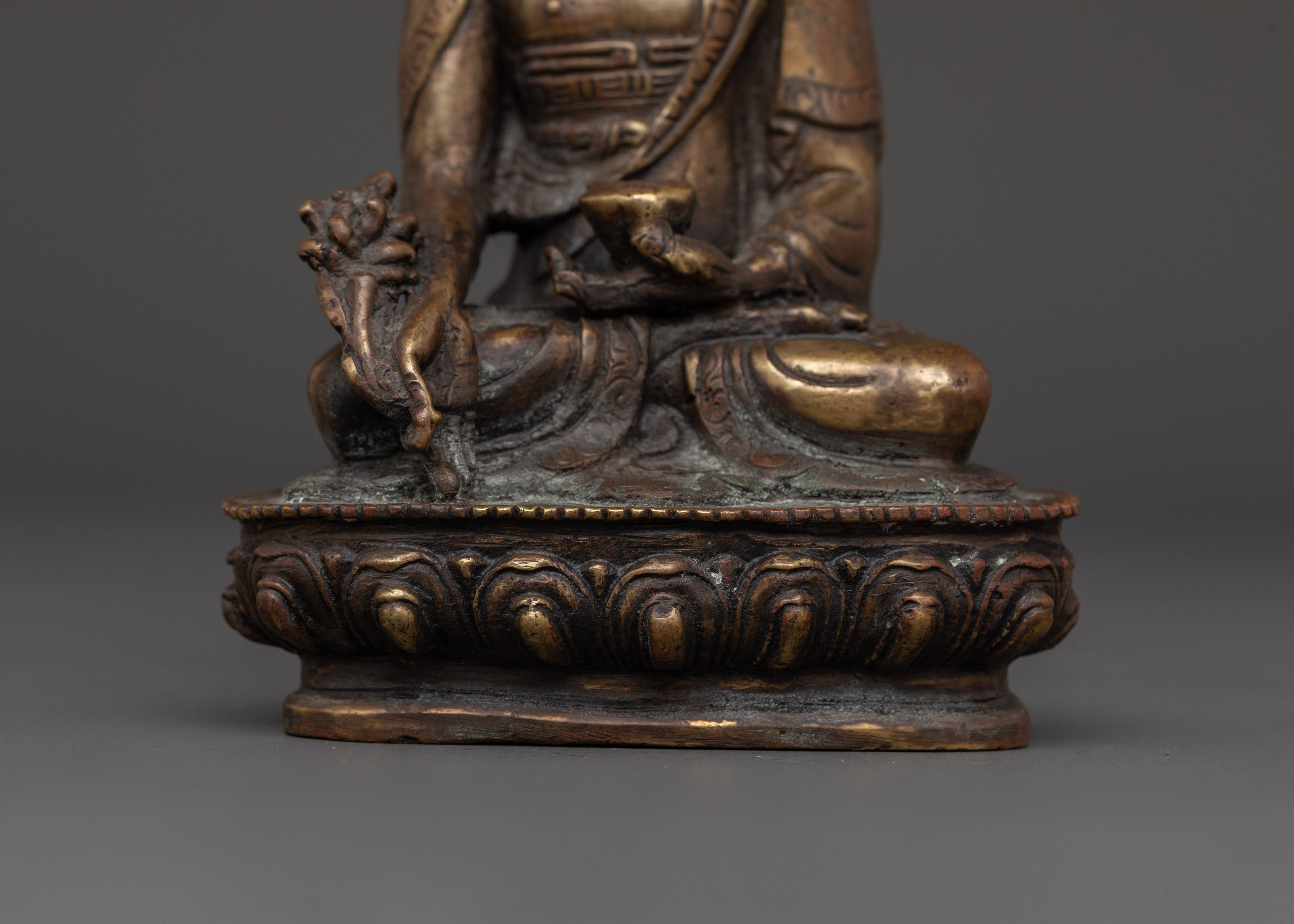 Bhaisajyaguru Brass Statue | Medicine Buddha for Healing Altars