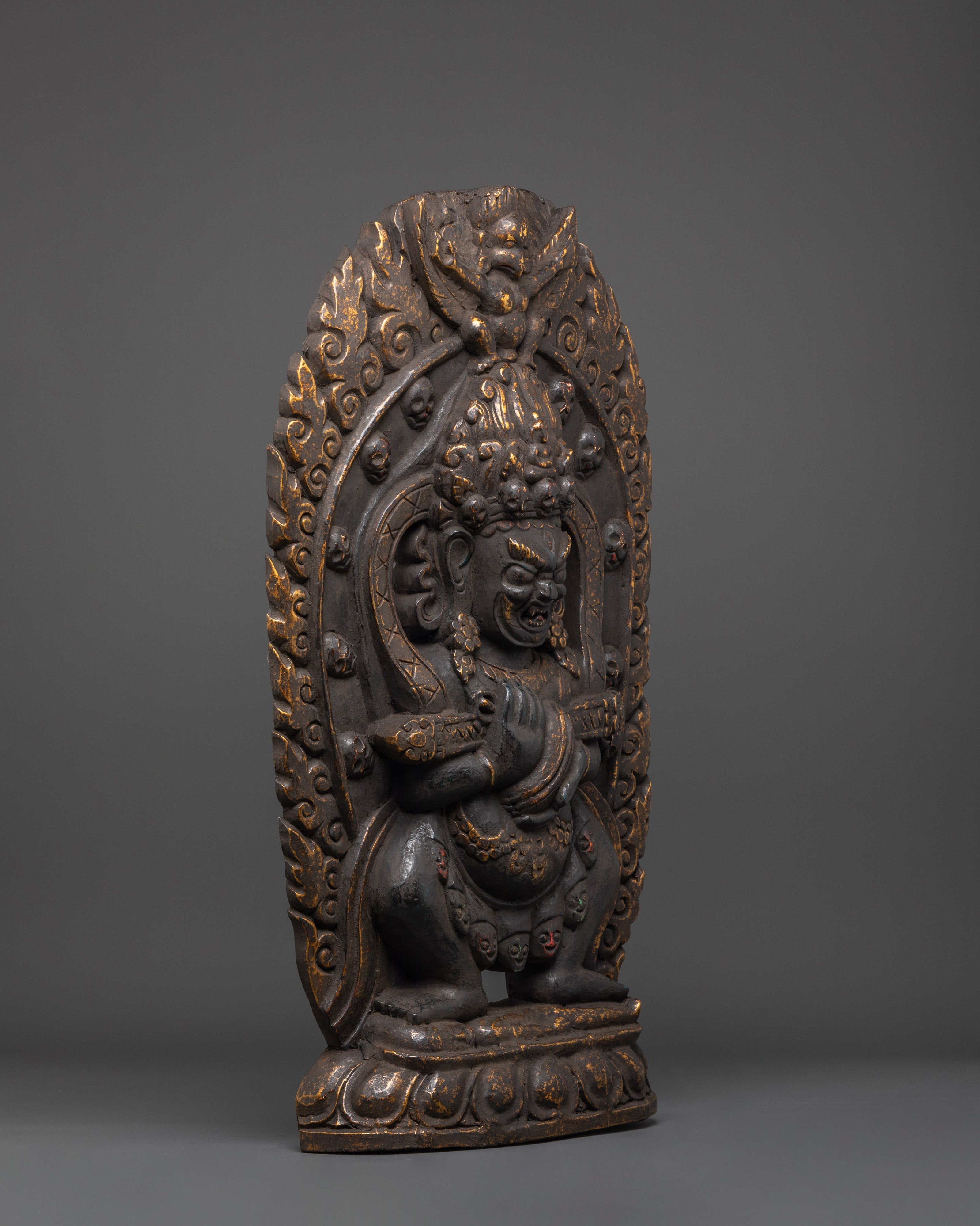 Handcrafted Shakya Mahakala Sculpture | Tibetan Protector Deity