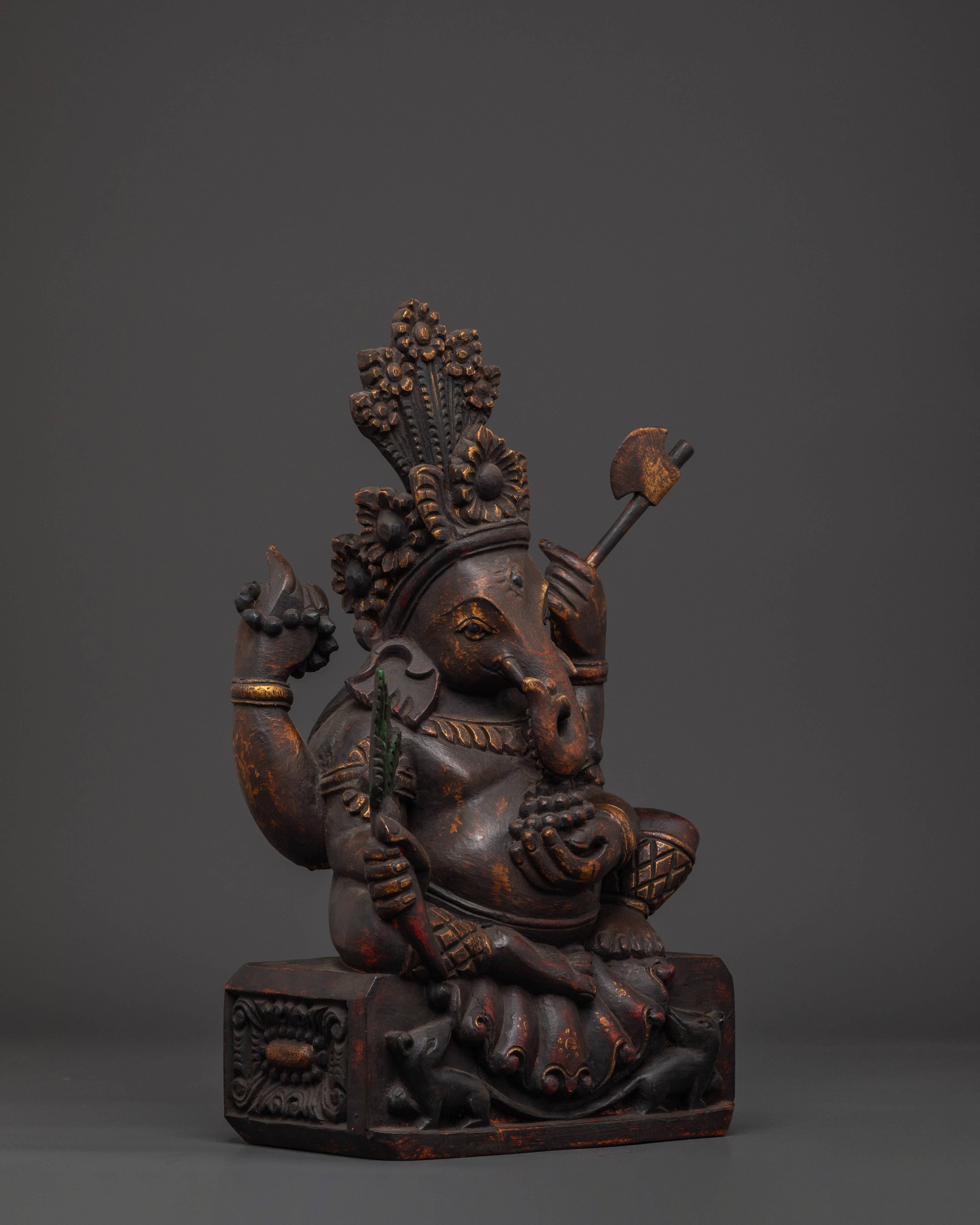 Divine Symbol of Wisdom Ganesha Sculpture | Hindu Elephant God Statue