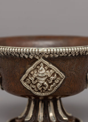 Seven Tibetan Offering Bowls | Beautiful Motifs for Rituals & Ceremonies