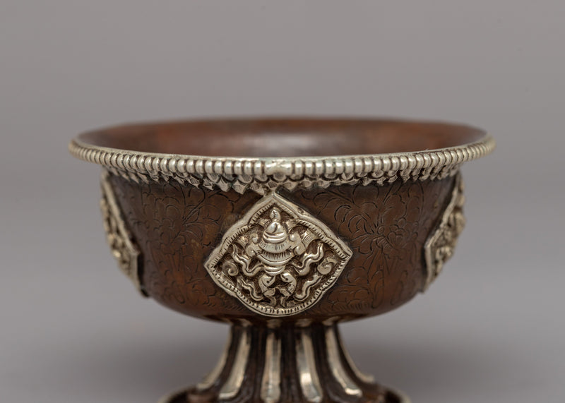 Seven Tibetan Offering Bowls | Beautiful Motifs for Rituals & Ceremonies