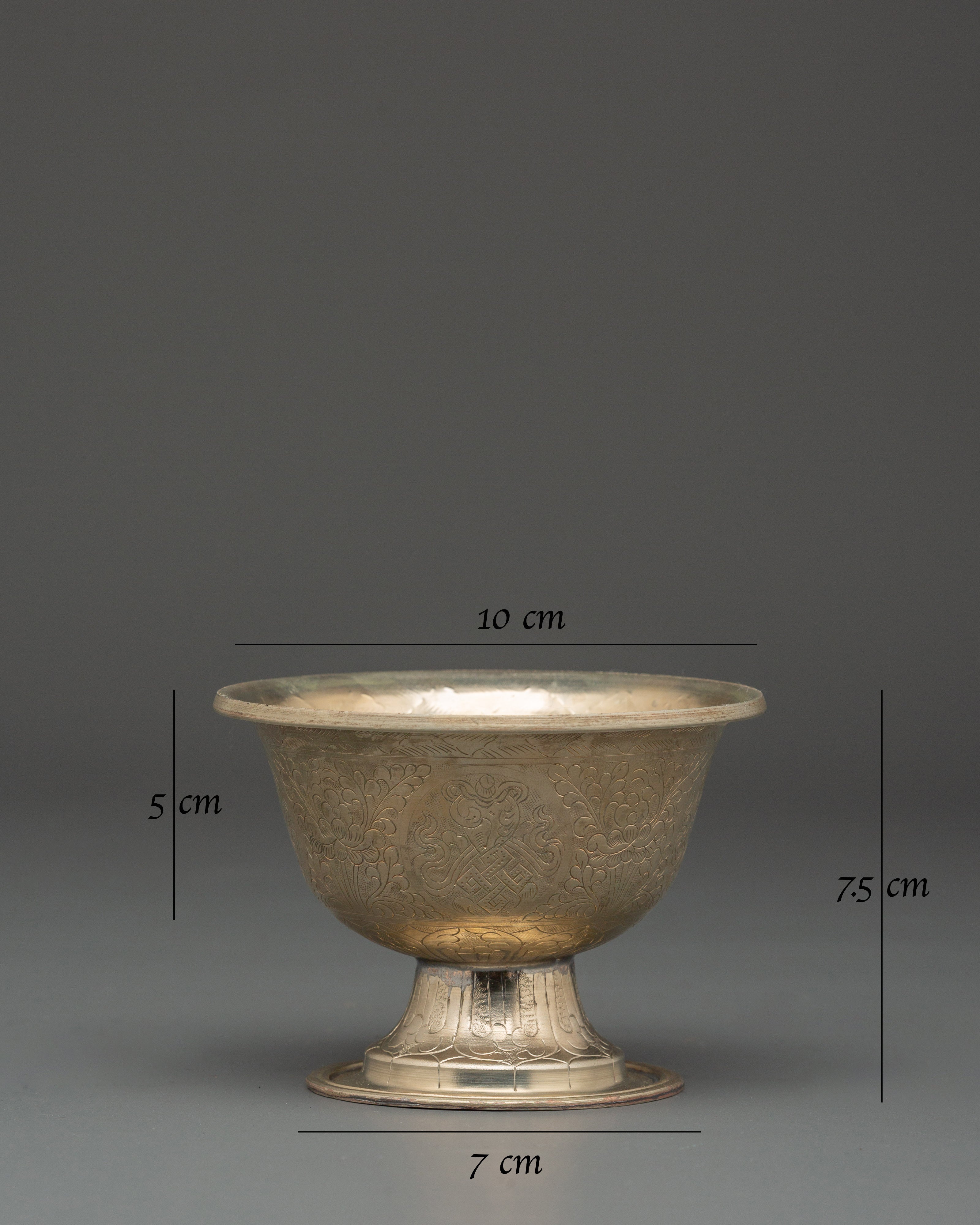 Buddhist Offering Altar Set | Handcrafted White Metal Ritual Bowls