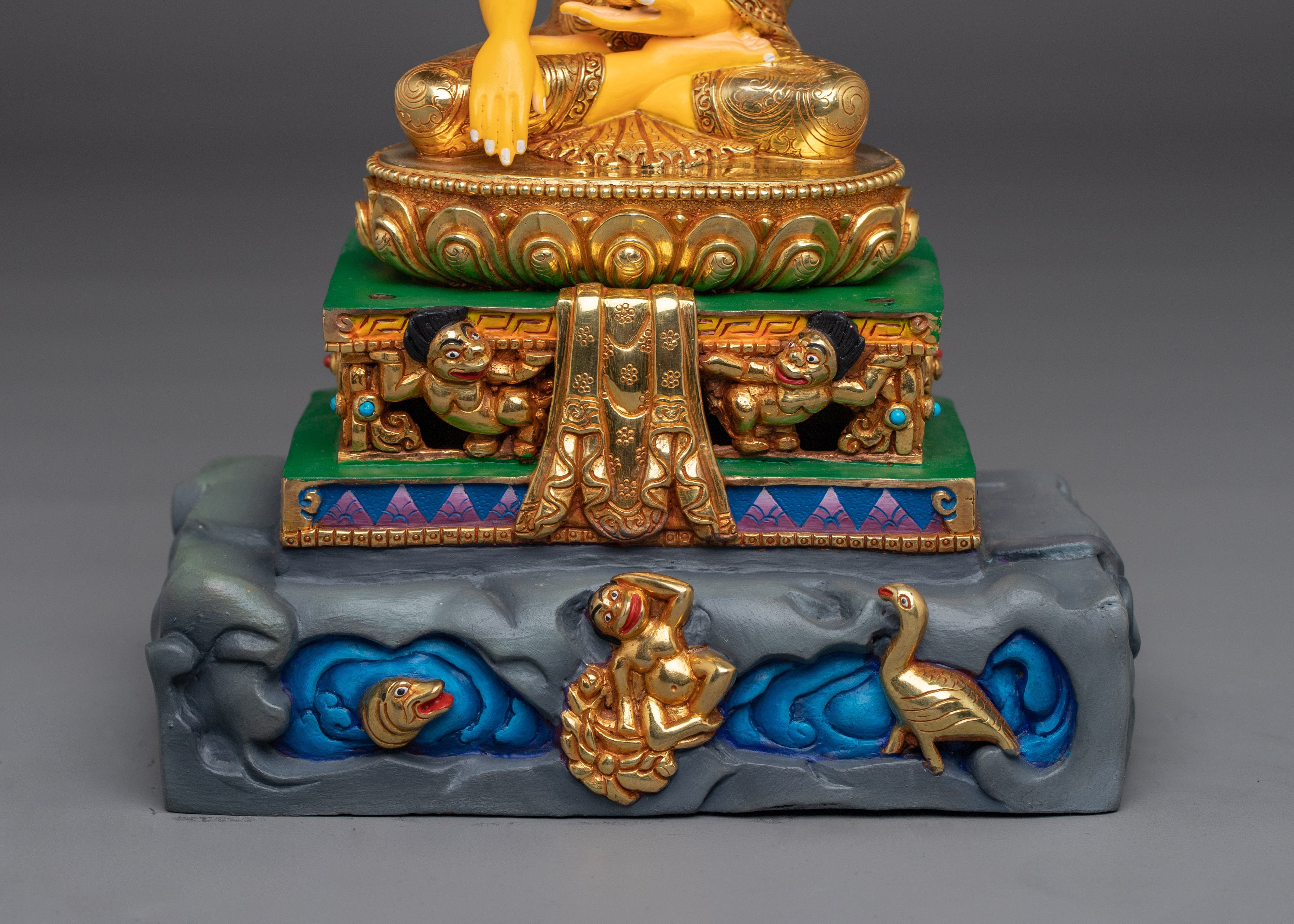 Handmade shakyamuni Buddha With Throne | Statue for Altar & Meditation