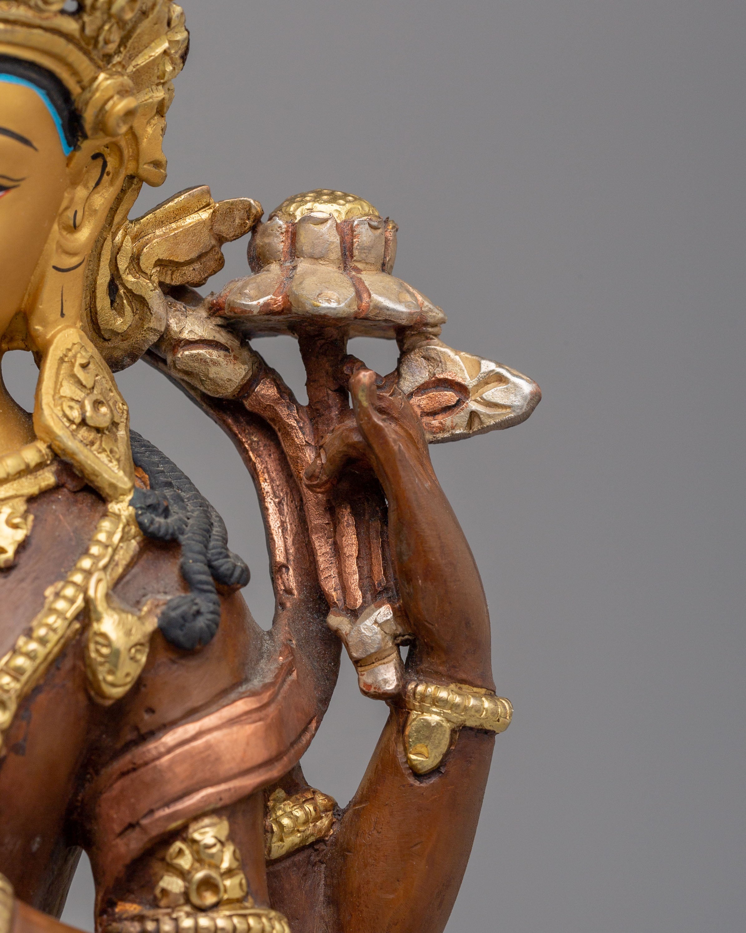 Chenresig Copper Handmade Statue | Traditional Tibetan Artwork