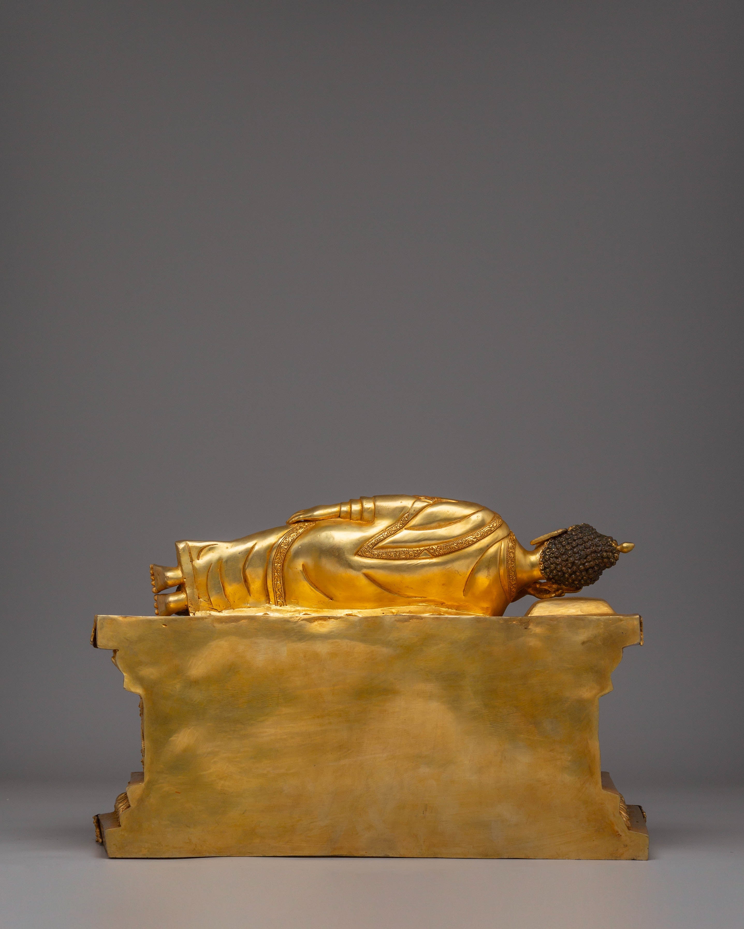 Handcrafted Sleeping Buddha Golden Statue | Symbol of Peace and Parinirvana