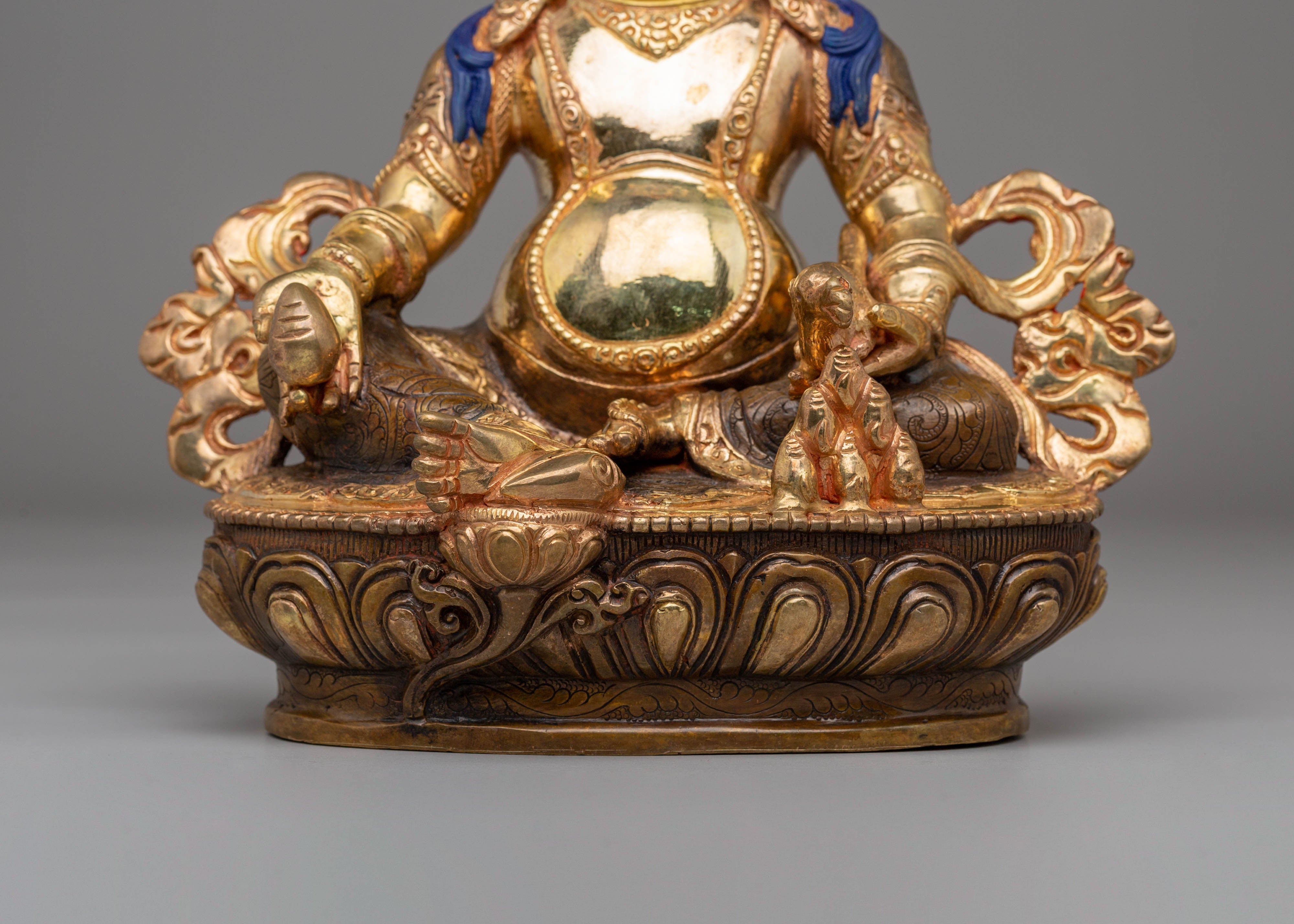 Dzambhala Handcrafted Sculpture | Gold Plated Prosperity Deity Statue