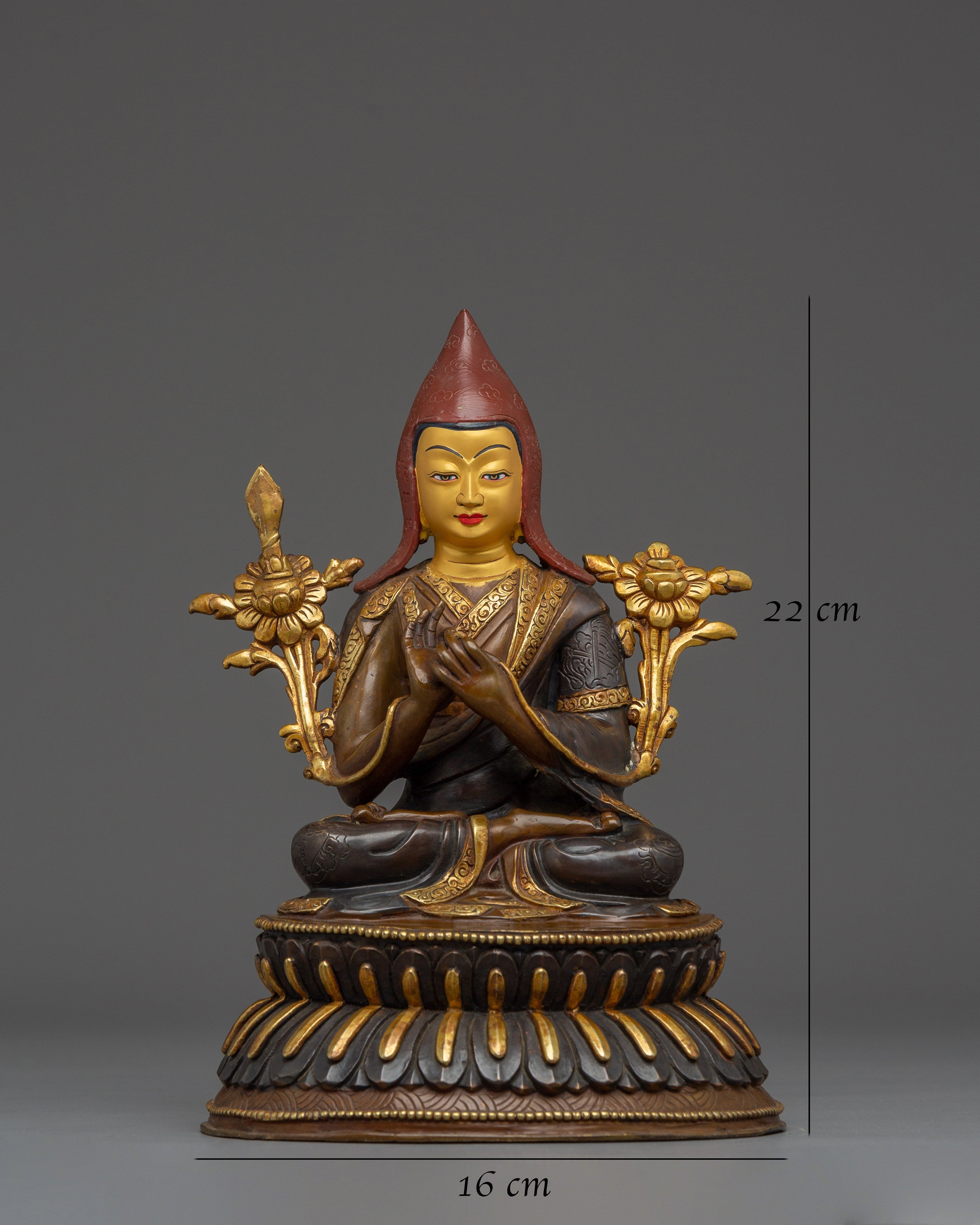 Handcrafted Tsongkhapa Statue | Tibetan Buddhist Sculpture for Meditation