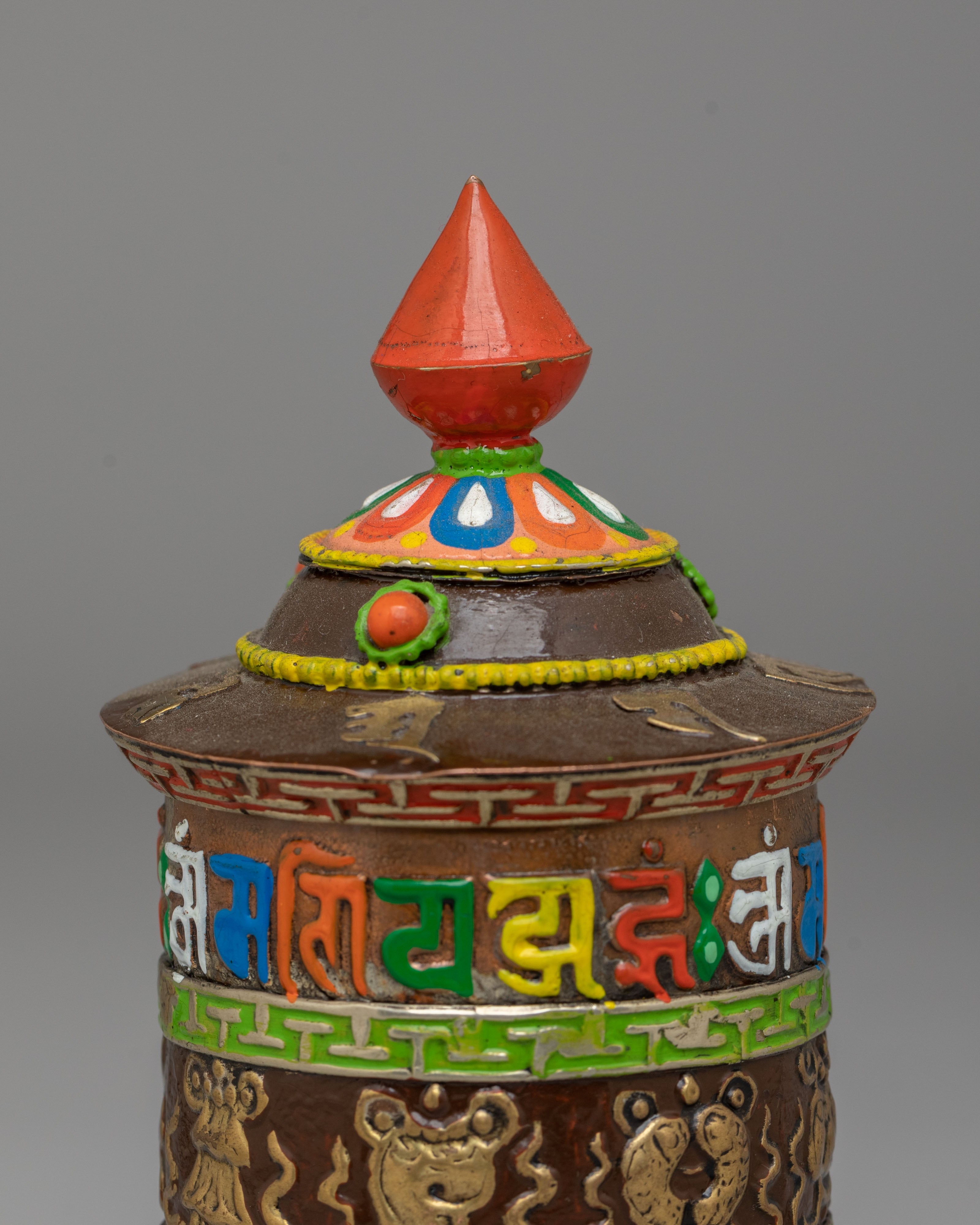 Traditional Tibetan Mantra Wheel | Handcrafted Prayer Wheel