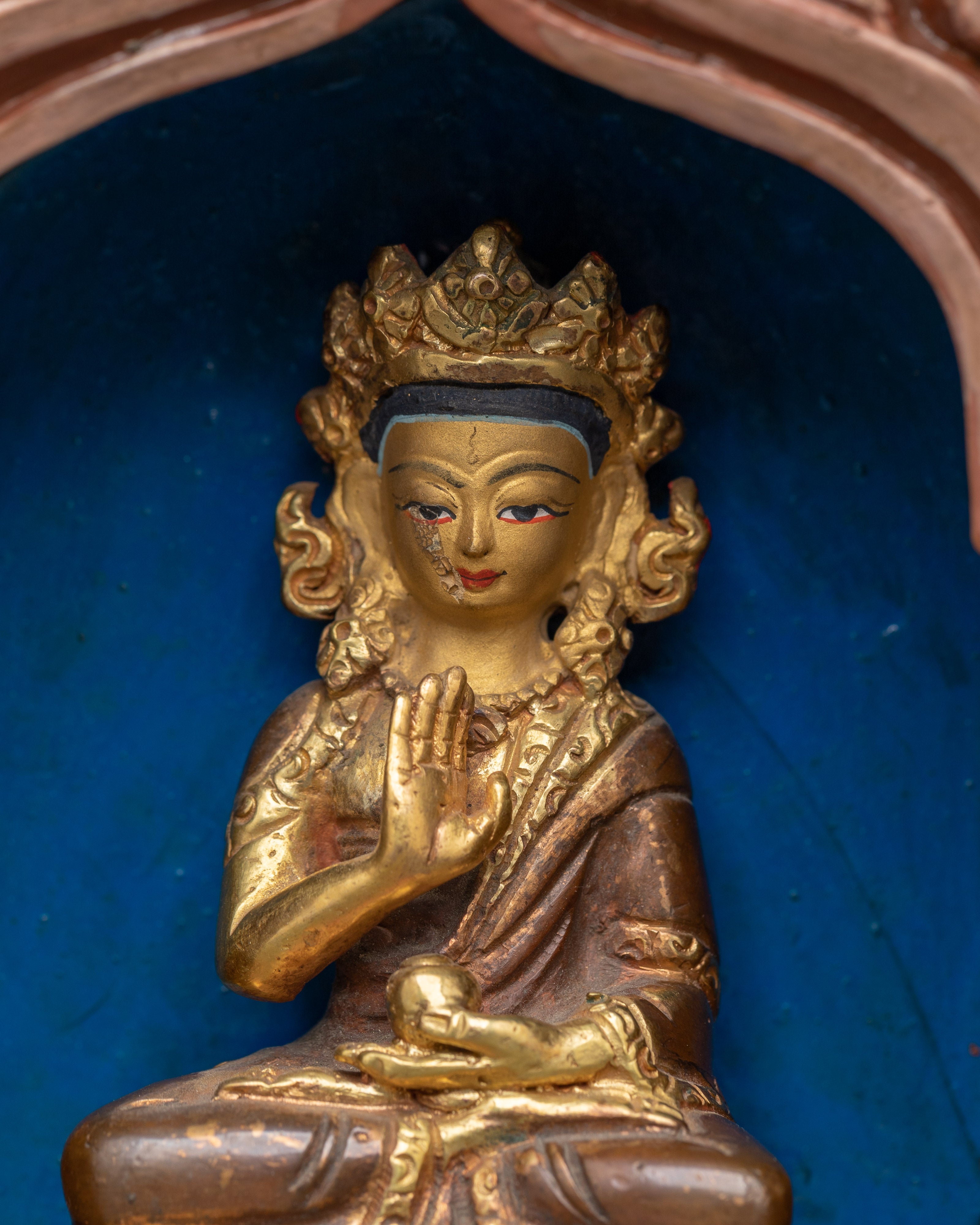 Handcrafted Altar Box with Buddha Statue | Wooden Meditation Shrine, Spiritual Decor