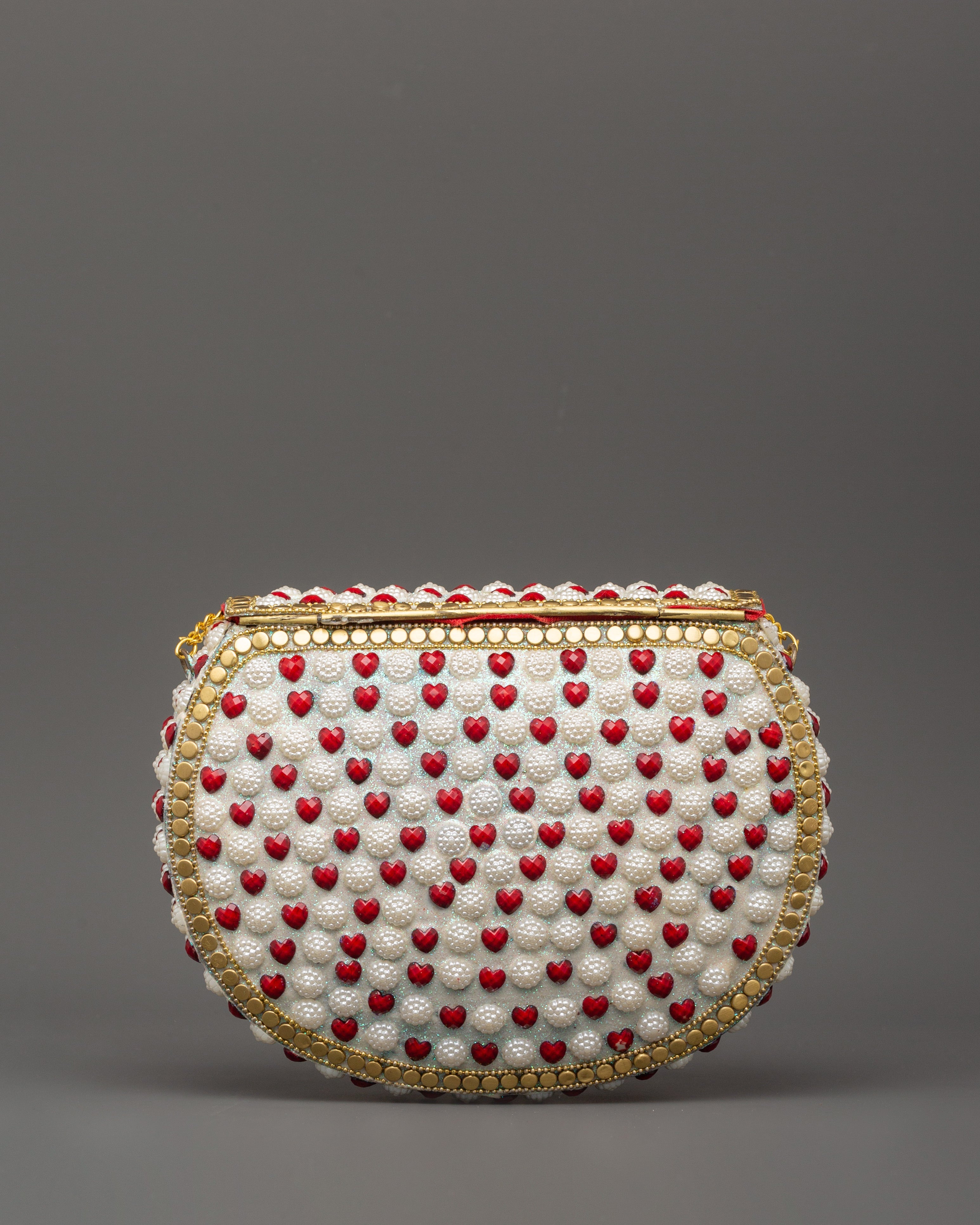 Handcrafted Pearl & Coral Side Bag | Decorative Bag