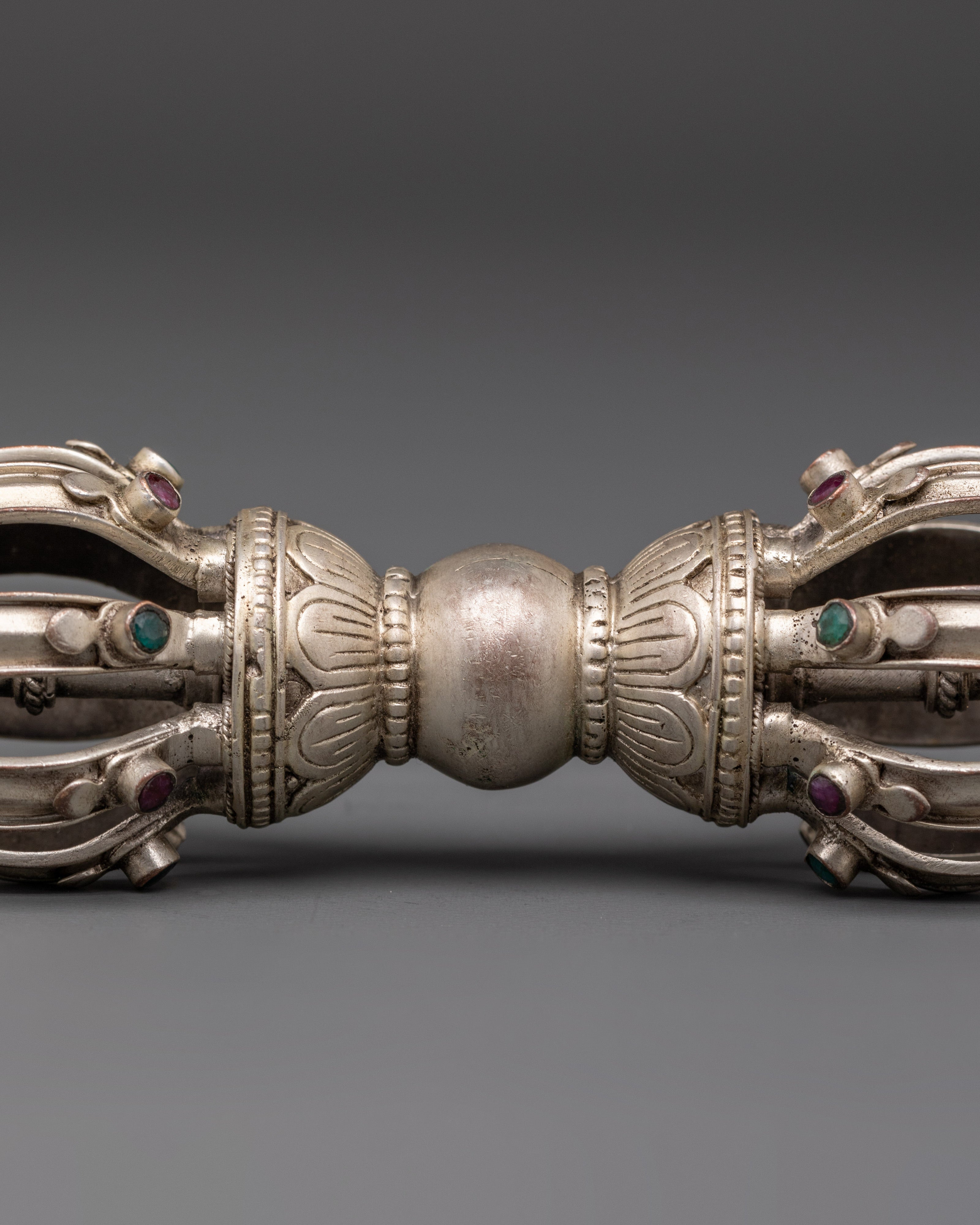 Bronze Bell And Vajra With Silver Handle | Tibetan Ritual Instruments for Spiritual Practice