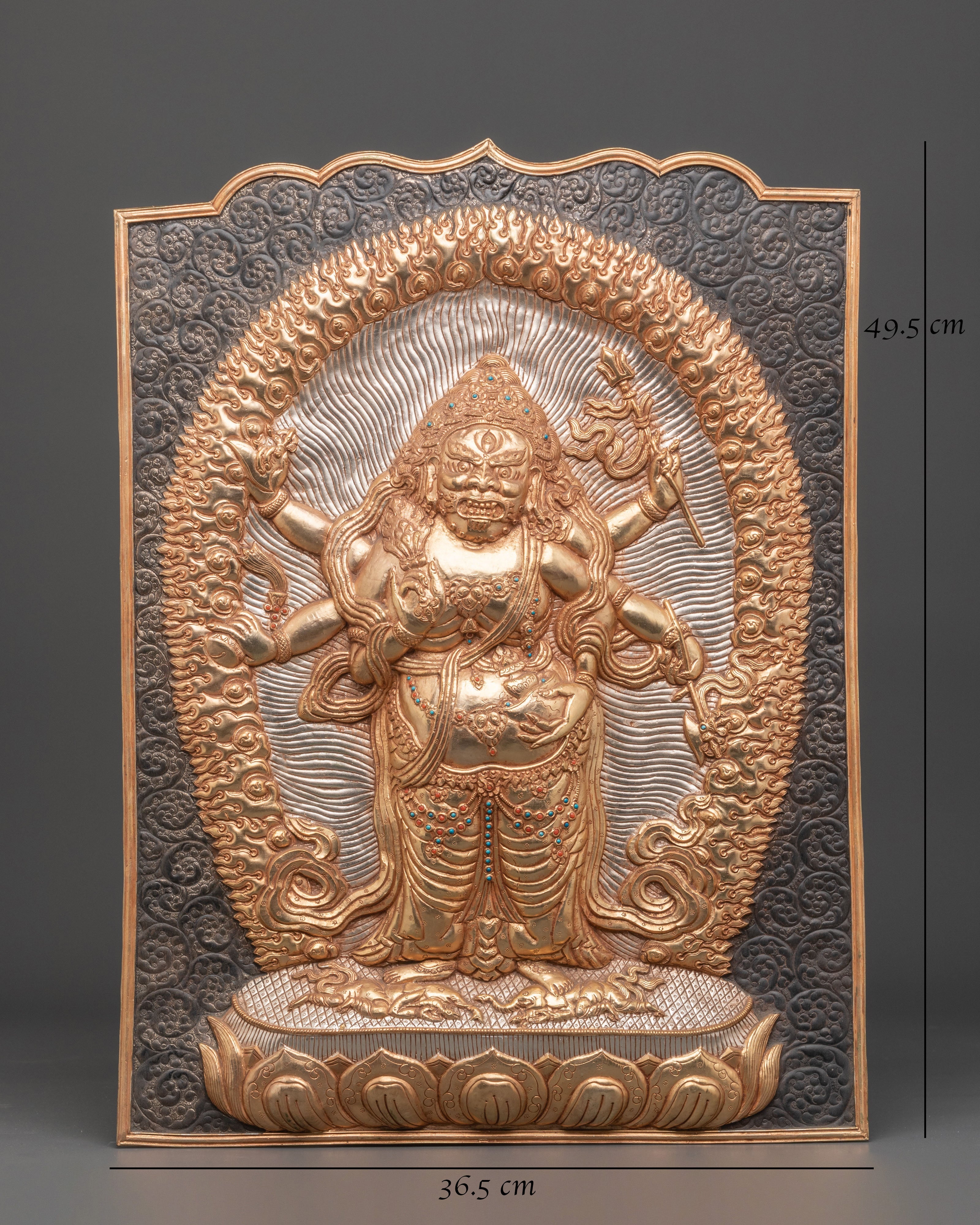 Six Armed Mahakala Wall Hanging | Powerful Protector Deity for Sacred Spaces