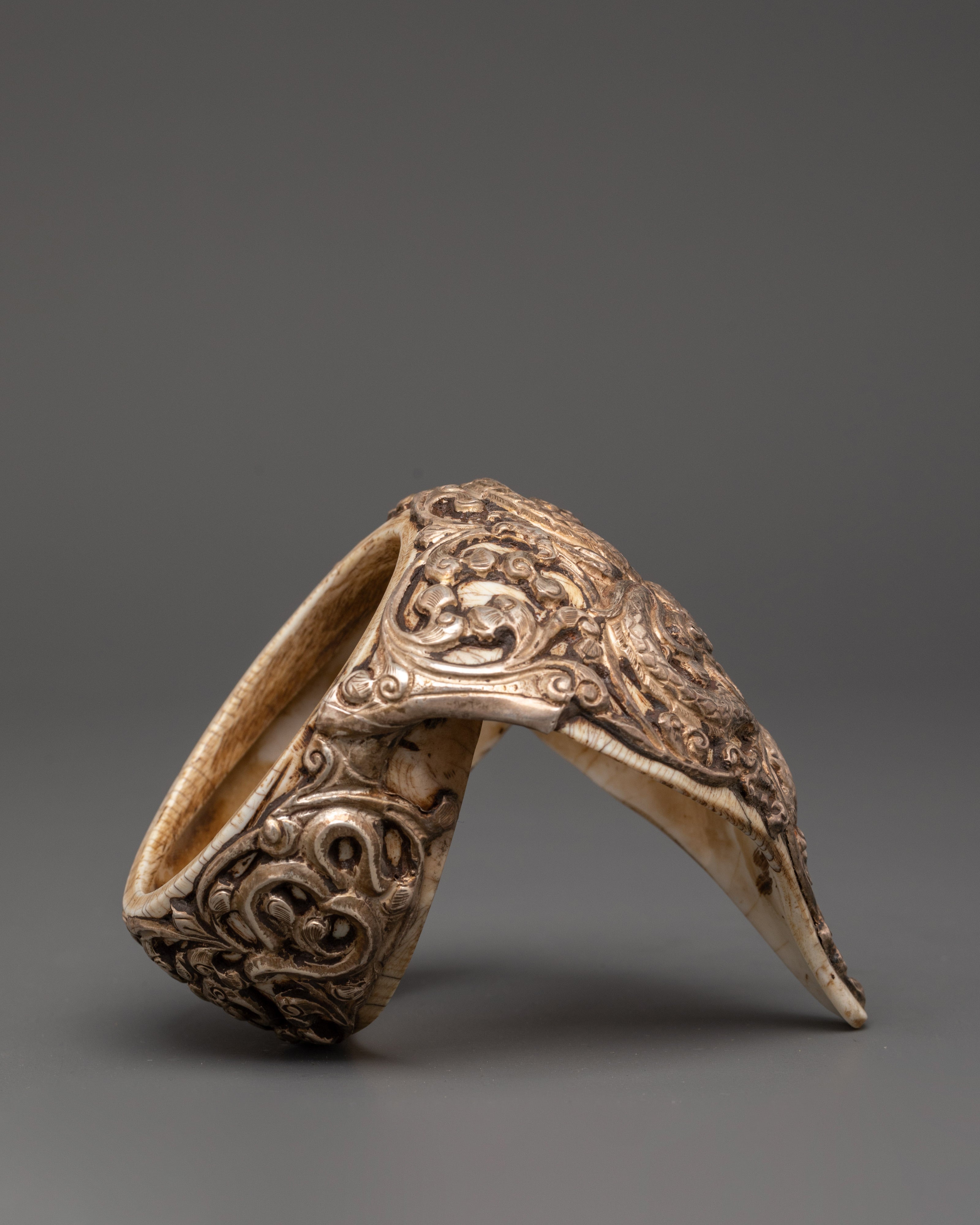 Handcrafted Conch Shell & Pure Silver Bangle | Traditional Artisan Jewelry