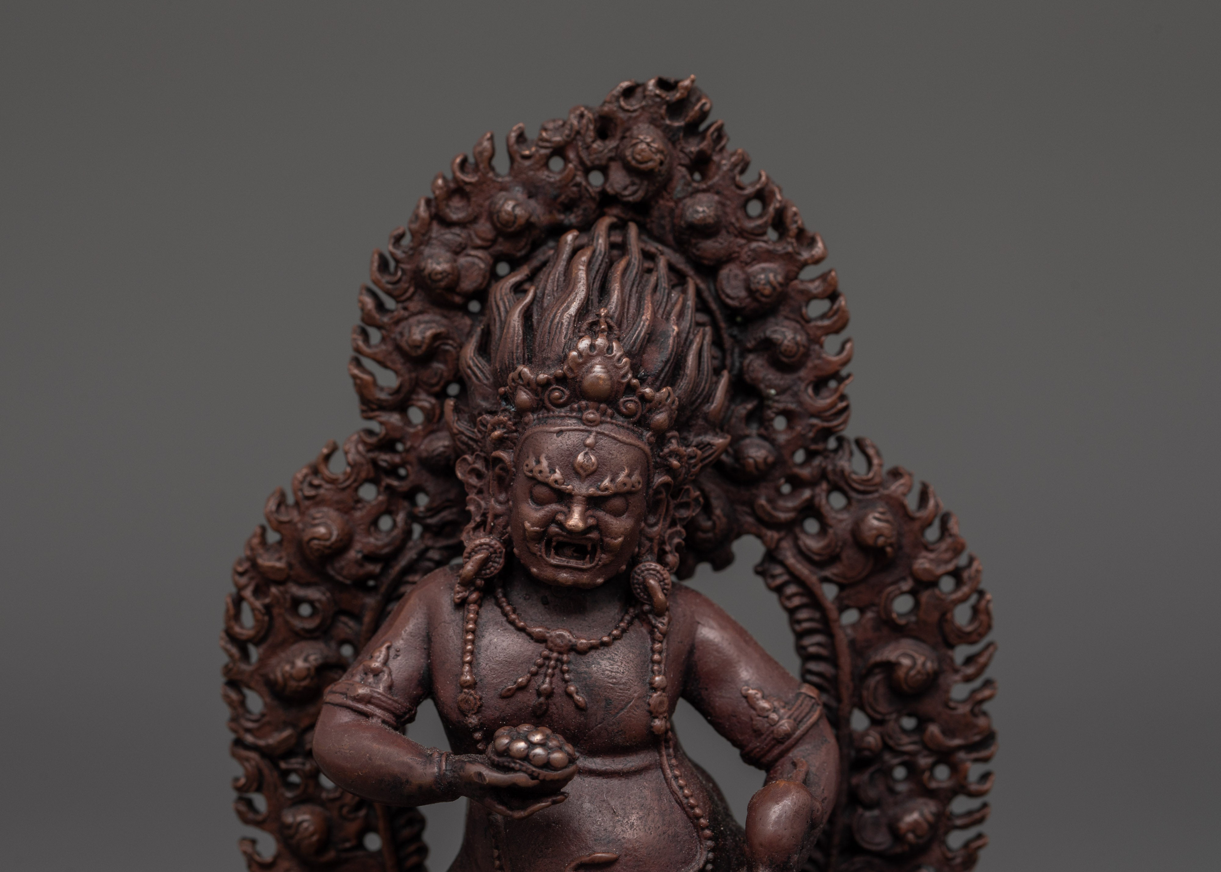 Oxidized Copper Black Dzambhala Statue | Buddhist Wealth Deity for Prosperity & Protection