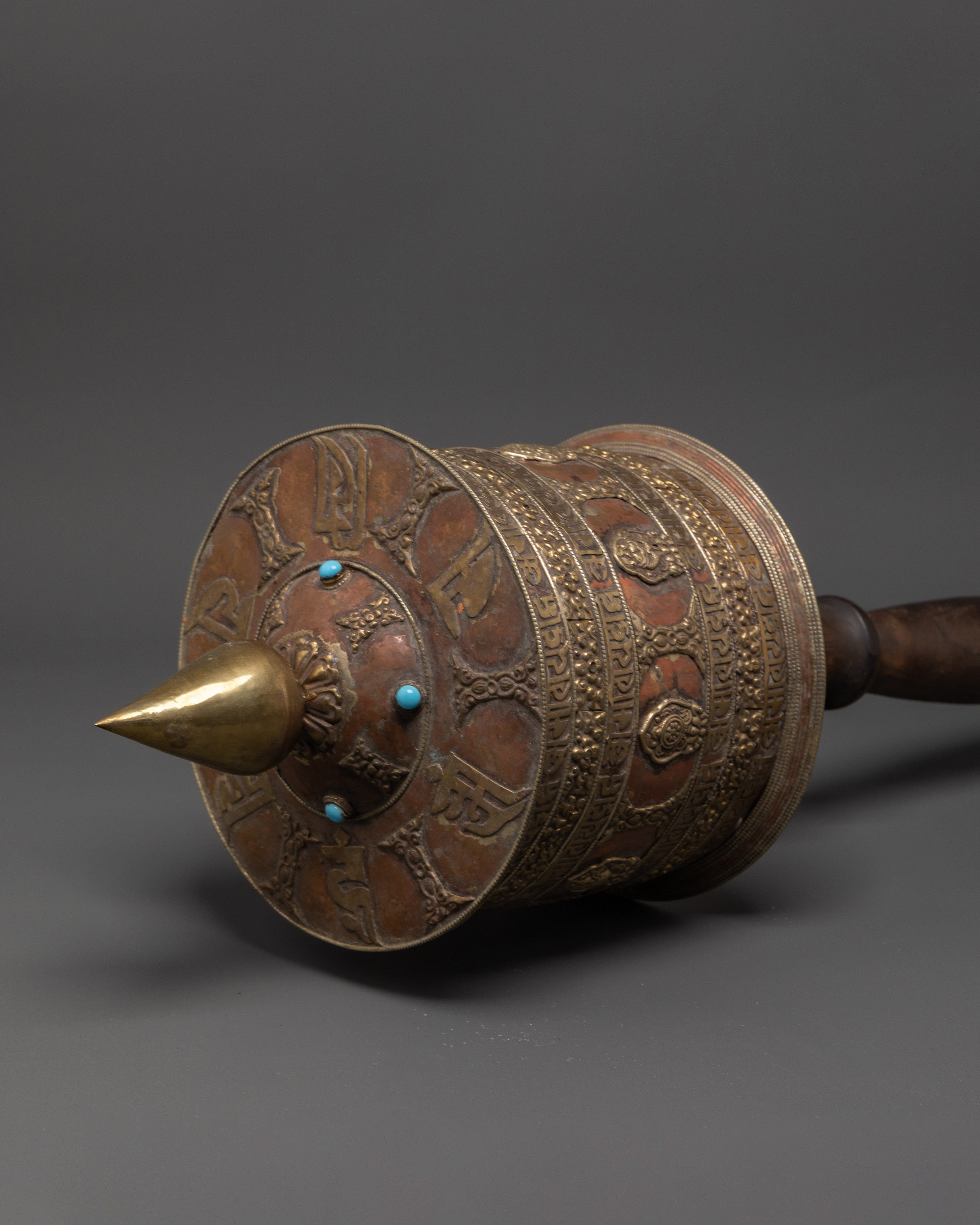 Handcrafted Tibetan Mantra Prayer Wheel | Filigree Copper & Brass Wheel