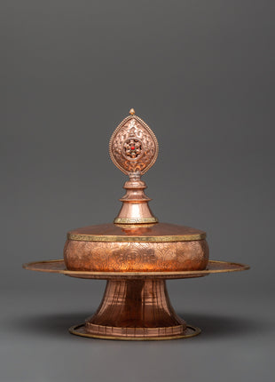 Copper Mandala Offering Set with Brass | Buffed Finish with Brass Accents