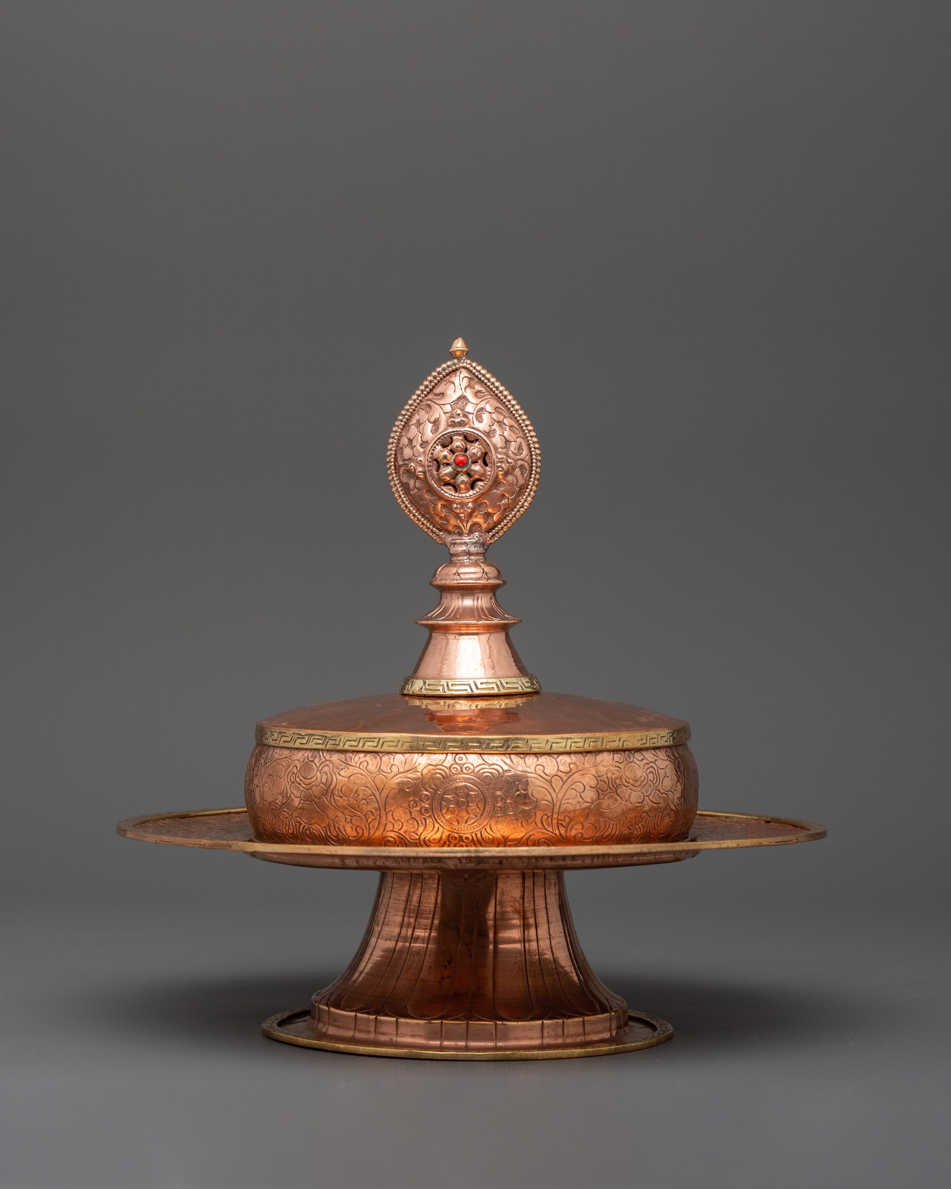 Copper Mandala Offering Set with Brass | Buffed Finish with Brass Accents