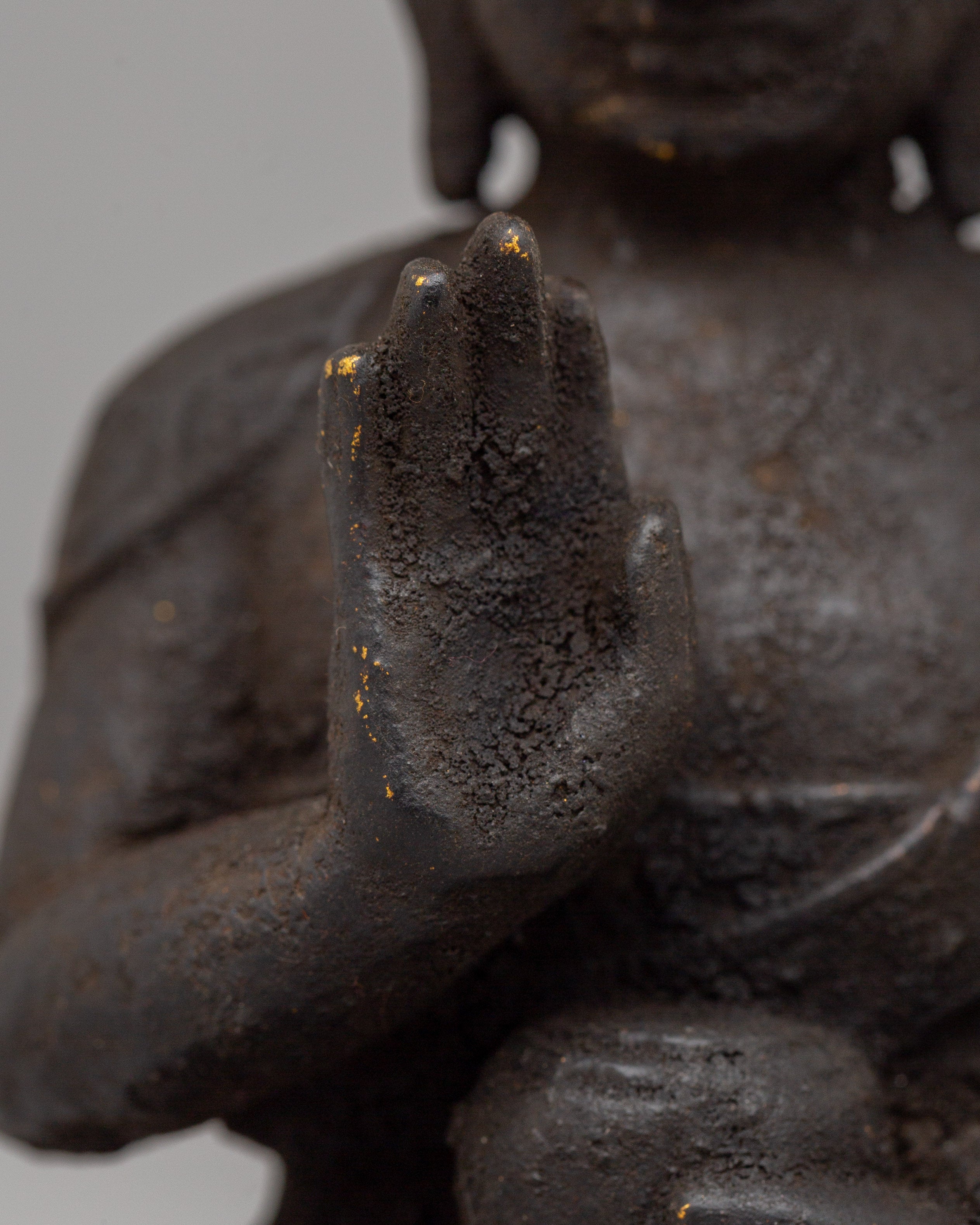 The Statue of Amogasiddhi Buddha | Handcrafted Wooden Buddha Sculpture