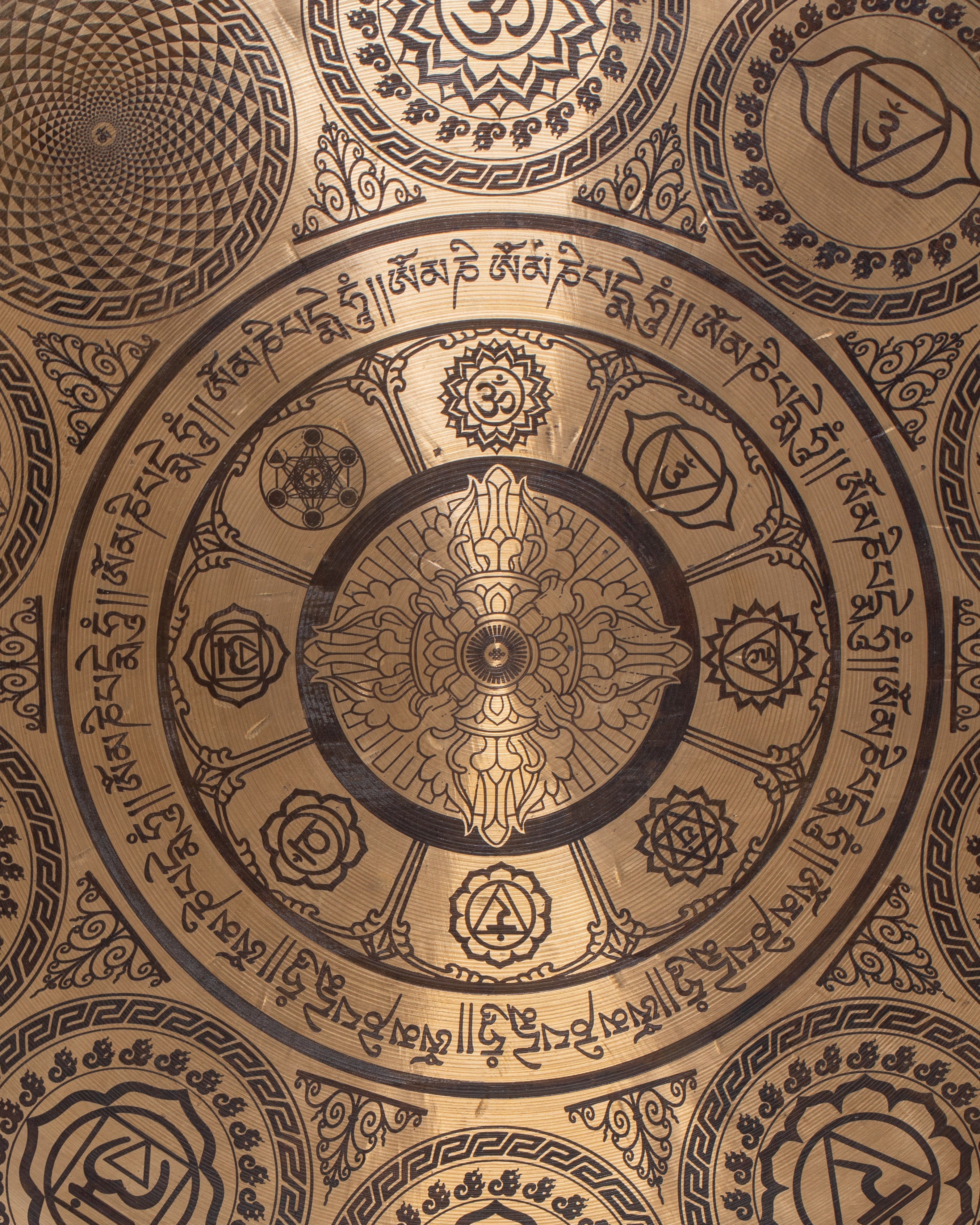 Handcrafted Sound Healing Gong | Engraved Brass Mandala Gong with Buddha Design
