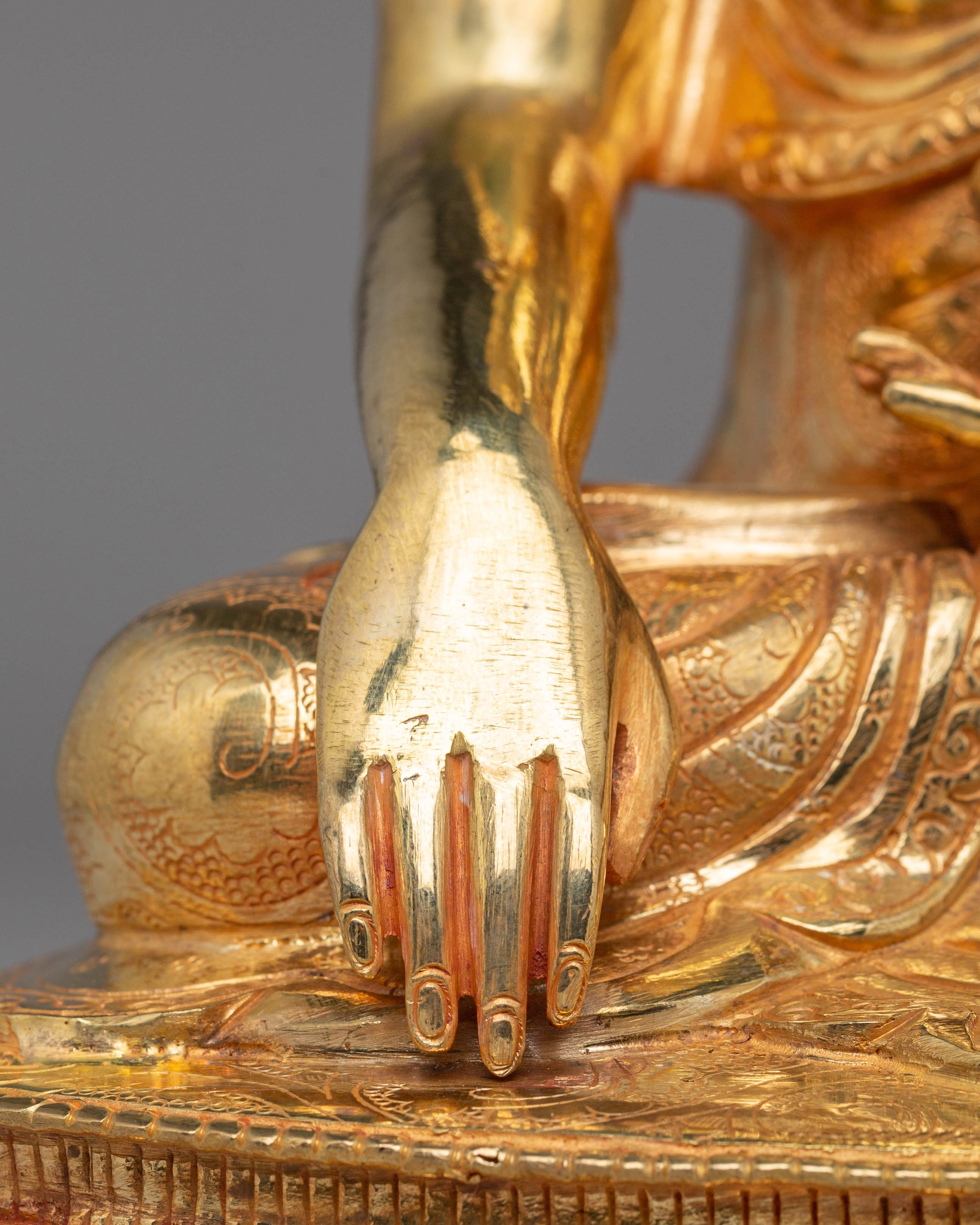 Handcrafted Golden Statue of Buddha Dharma Sangha | Tibetan Buddhism Artwork