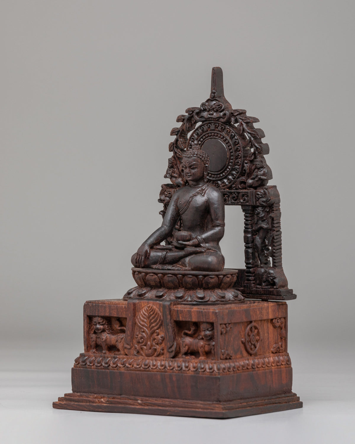 Sacred Shakyamuni Sculpture | Hand-Carved Wooden Artwork