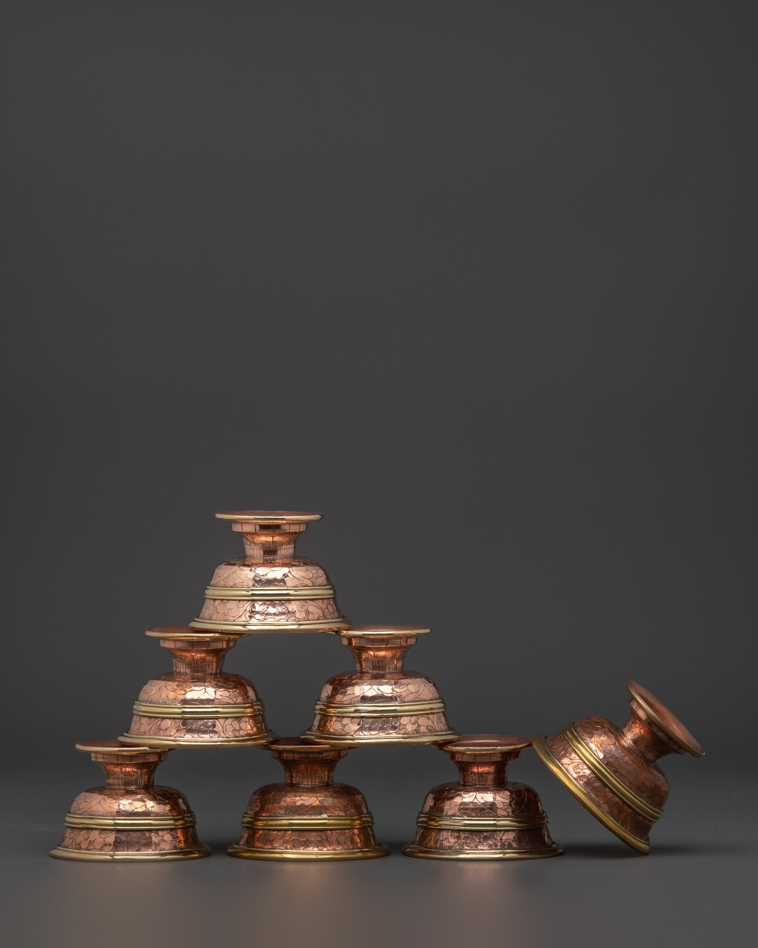 Handcrafted Brass Offering Bowl Set | For Buddhist Rituals and Altar Use