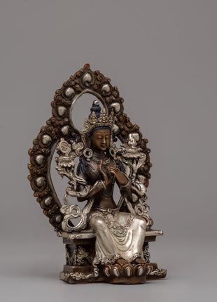 Oxidized Copper Maitreya Buddha of Future | 15cm Home Decor Statue