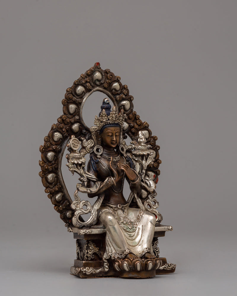 Oxidized Copper Maitreya Buddha of Future | 15cm Home Decor Statue