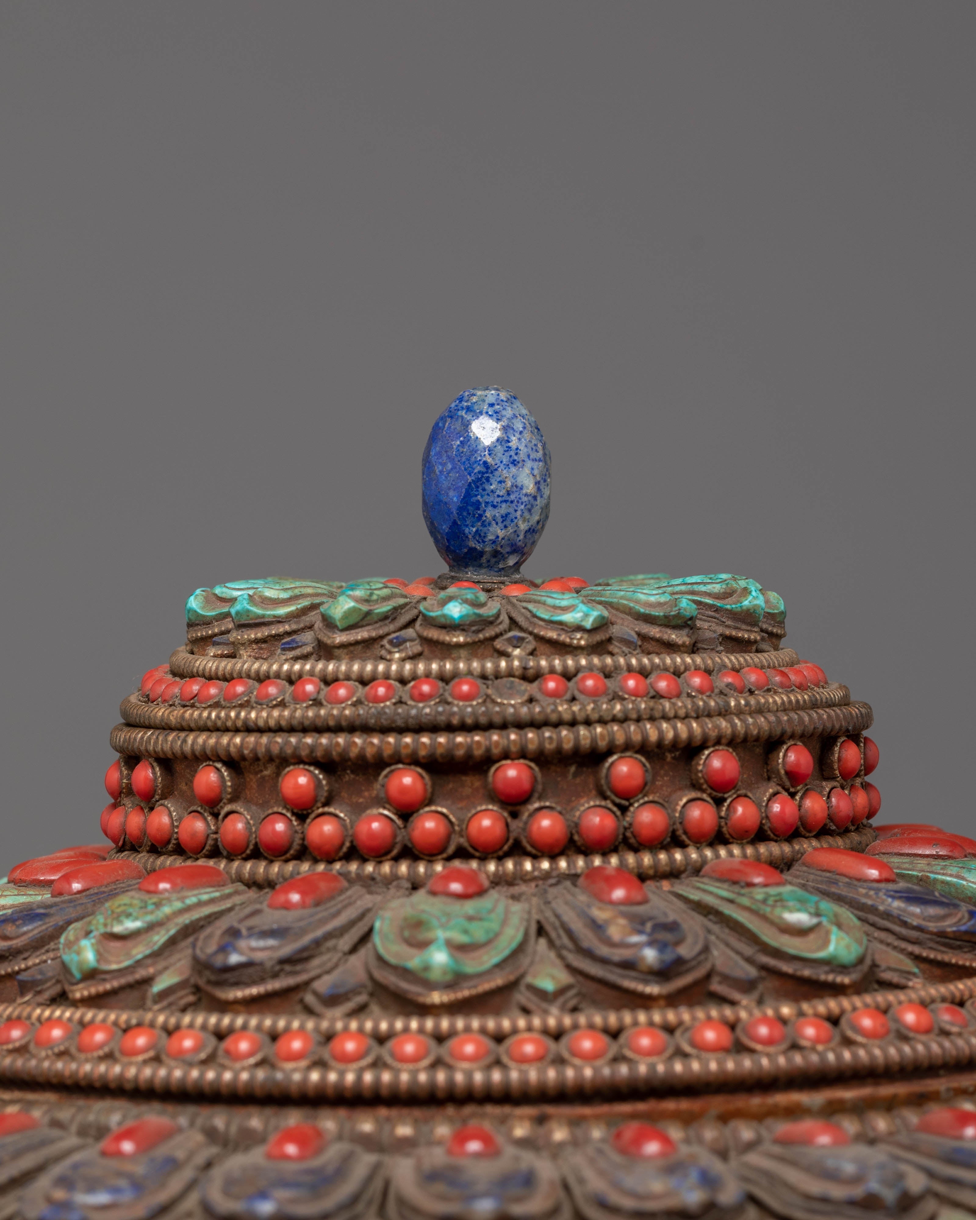 Tibetan Buddhist Rice Pot | Himalayan Offering Vessel Decor