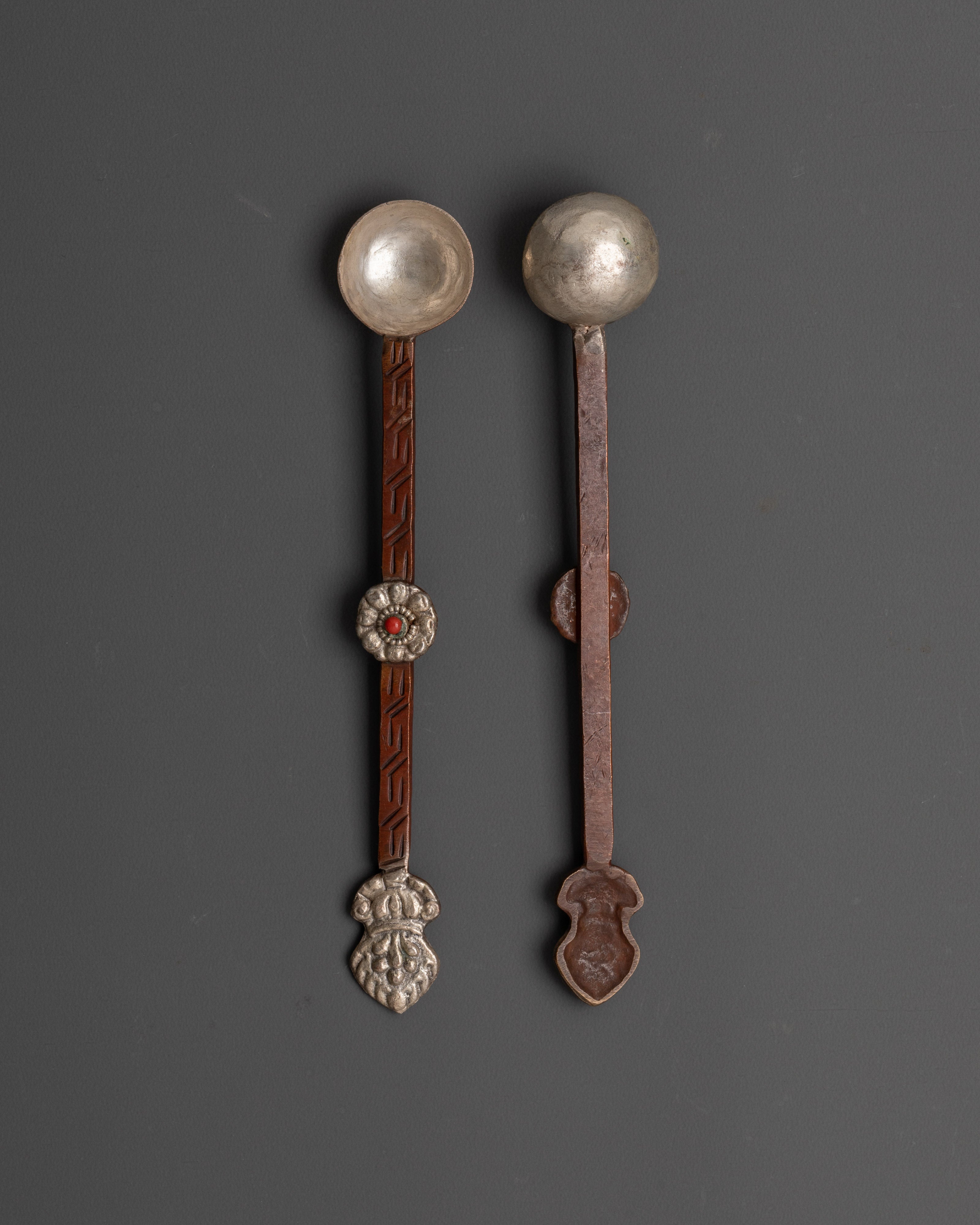Oxidized Copper Ritual Spoon Set | Ritual Altar Utensils for Pooja & Offerings