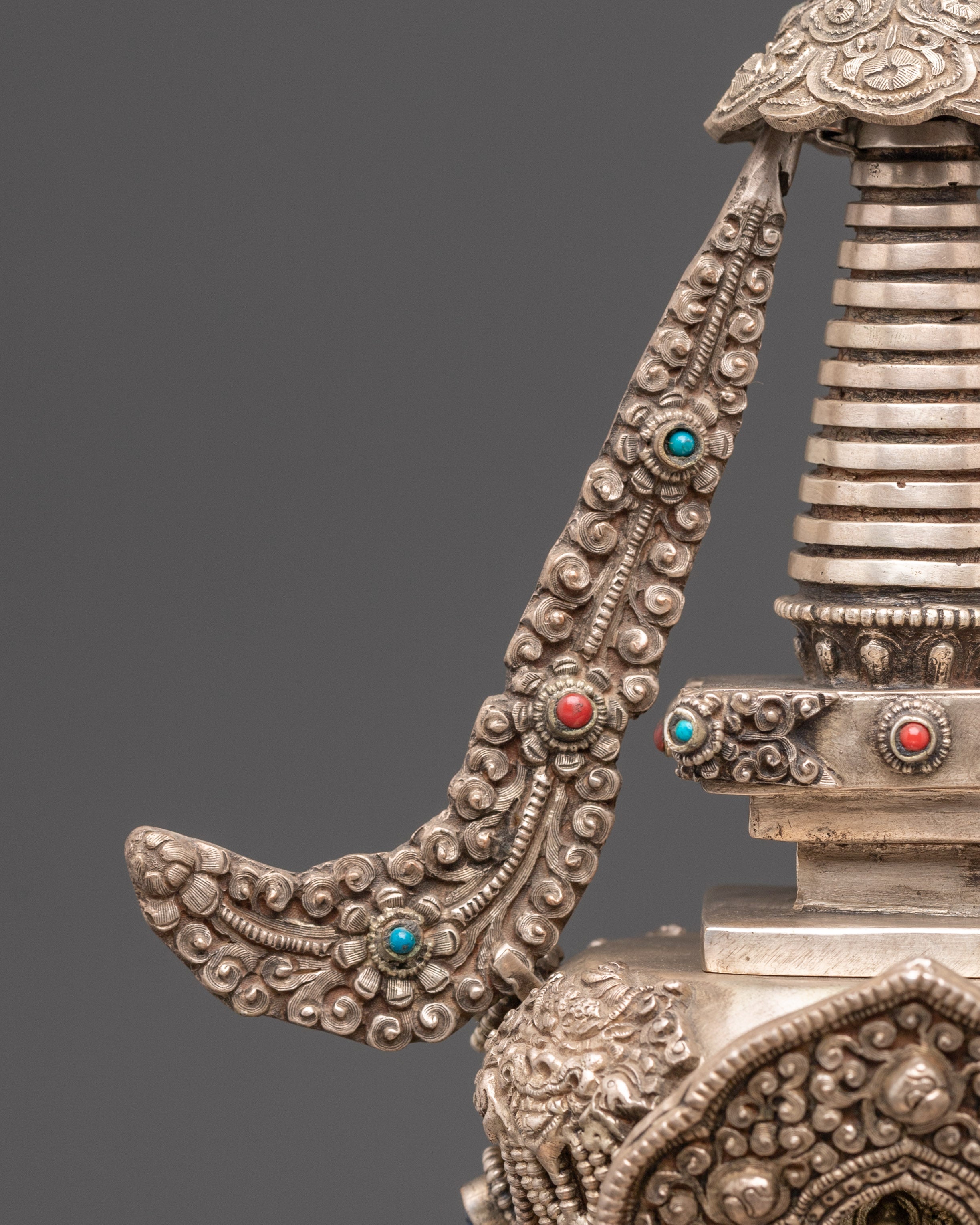 Silver Plated Buddhist Stupa | Symbol of Enlightenment