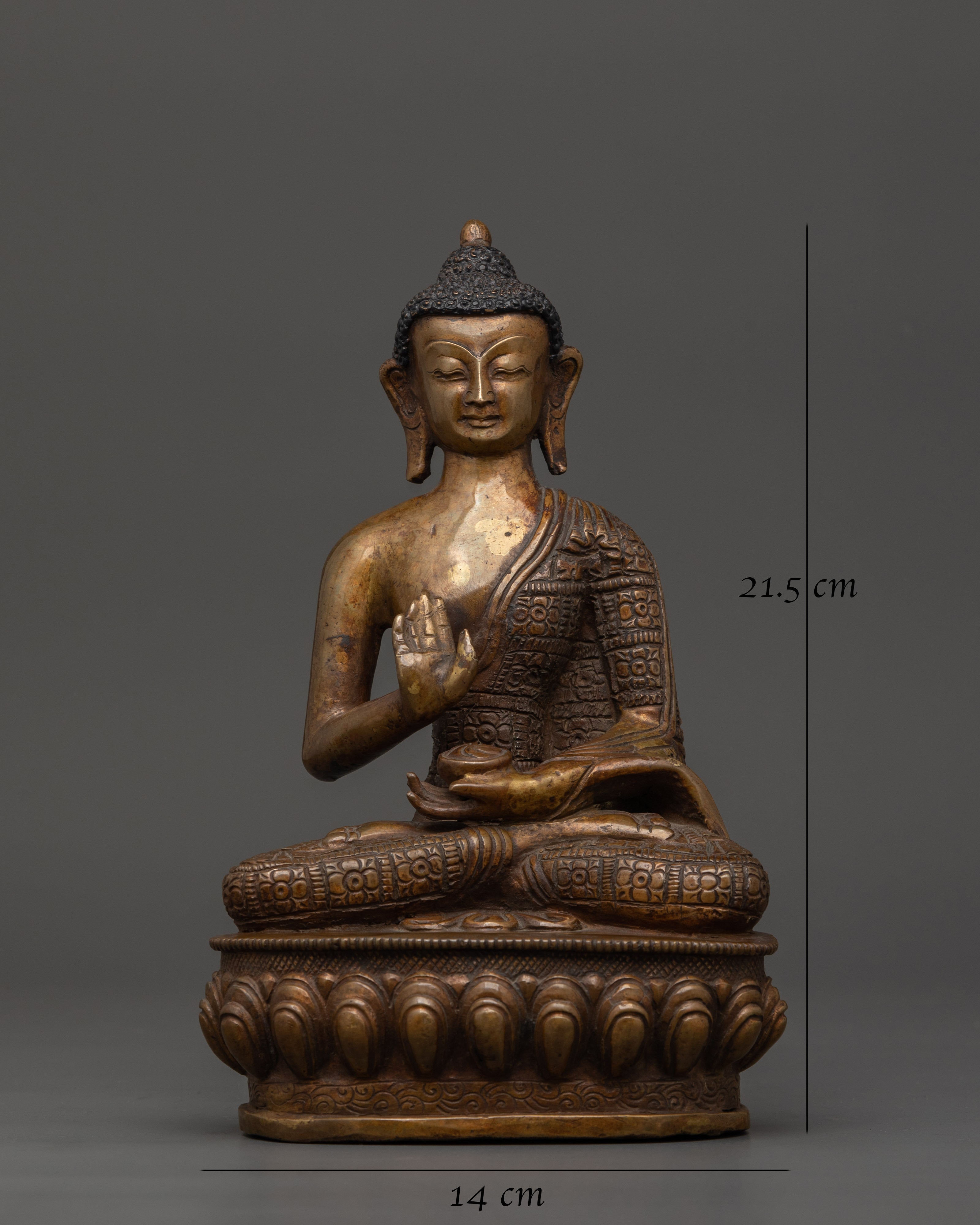 Antique Amogasiddhi Buddha Statue |  Tibetan Copper Meditation Deity