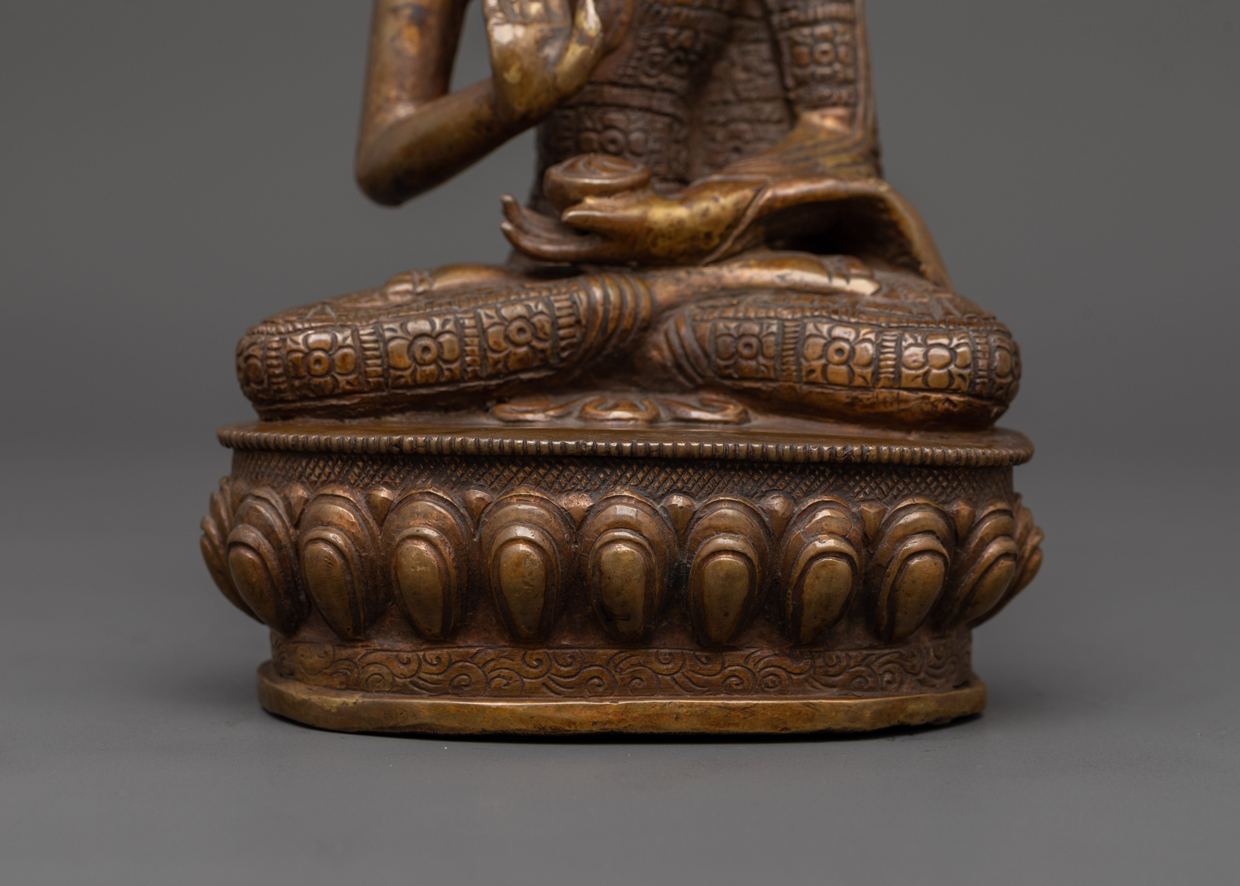 Antique Amogasiddhi Buddha Statue |  Tibetan Copper Meditation Deity