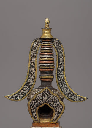 27.5cm Tibetan Dharma Stupa | A Sacred Symbol of Blessings