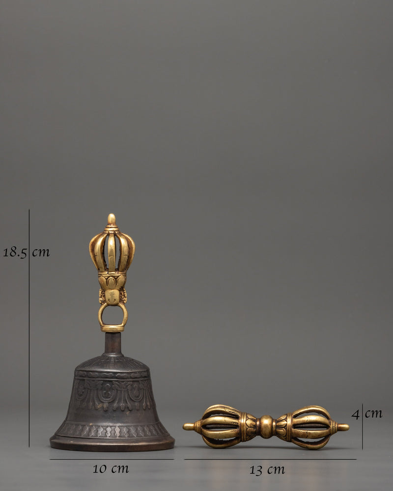 Handcrafted Tibetan Vajra and Bell with Box | Energy & Spiritual Balance Decor