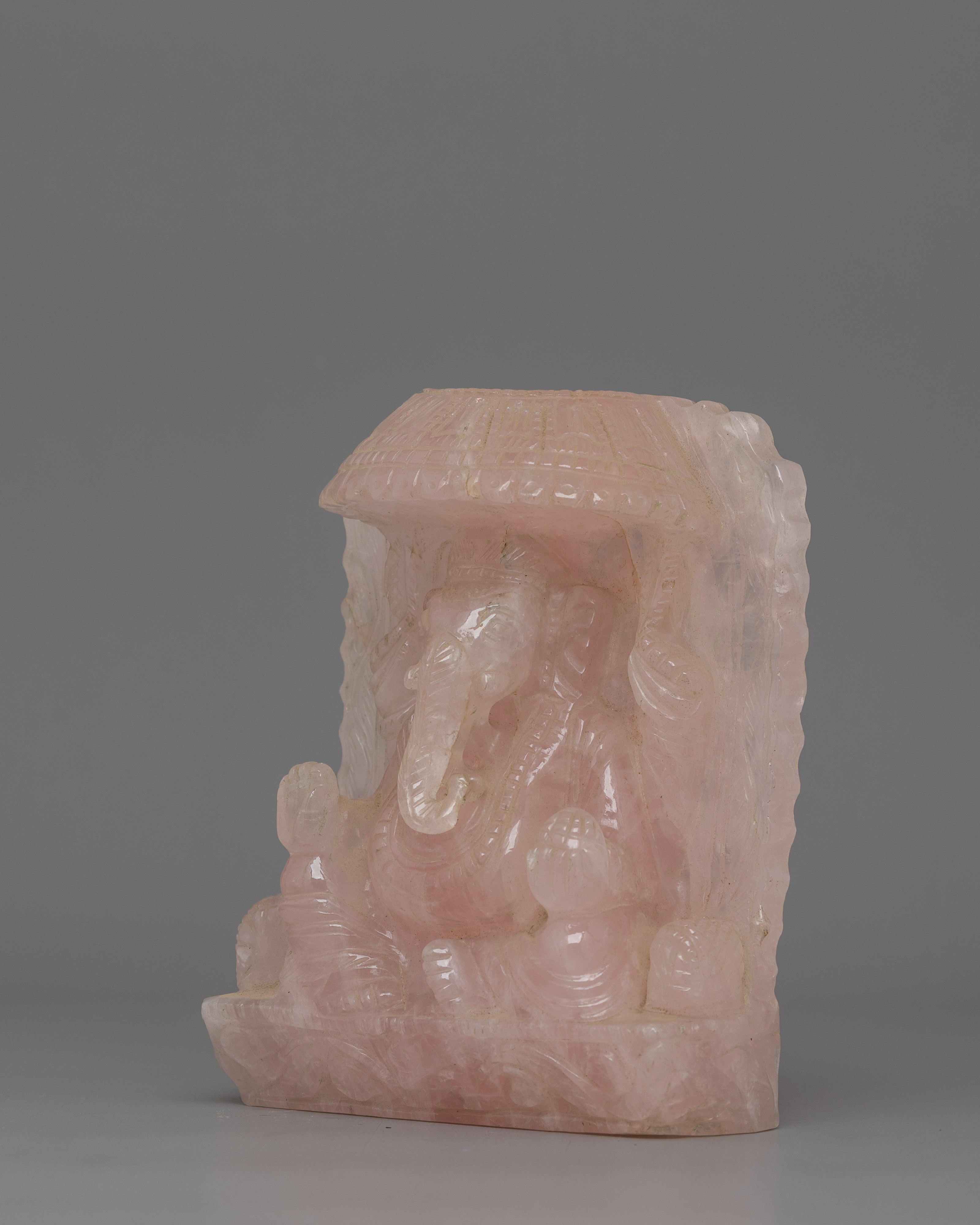 Ganesh Statue in Rose Quartz | Remover of Obstacles, Love & Prosperity Symbol