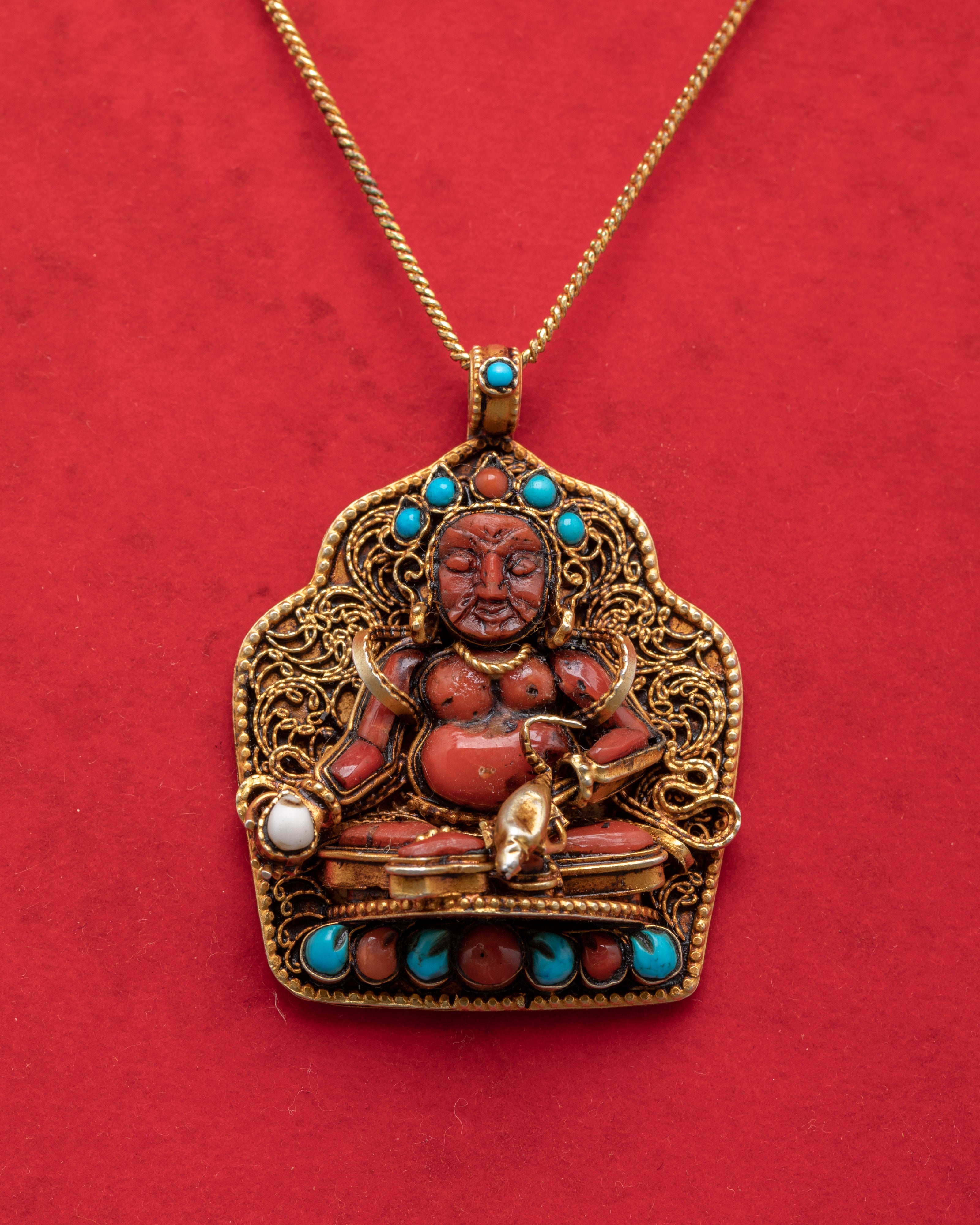 Sacred Dzambhala Wealth Deity Pendant | Tibetan Buddhist Prosperity Jewelry