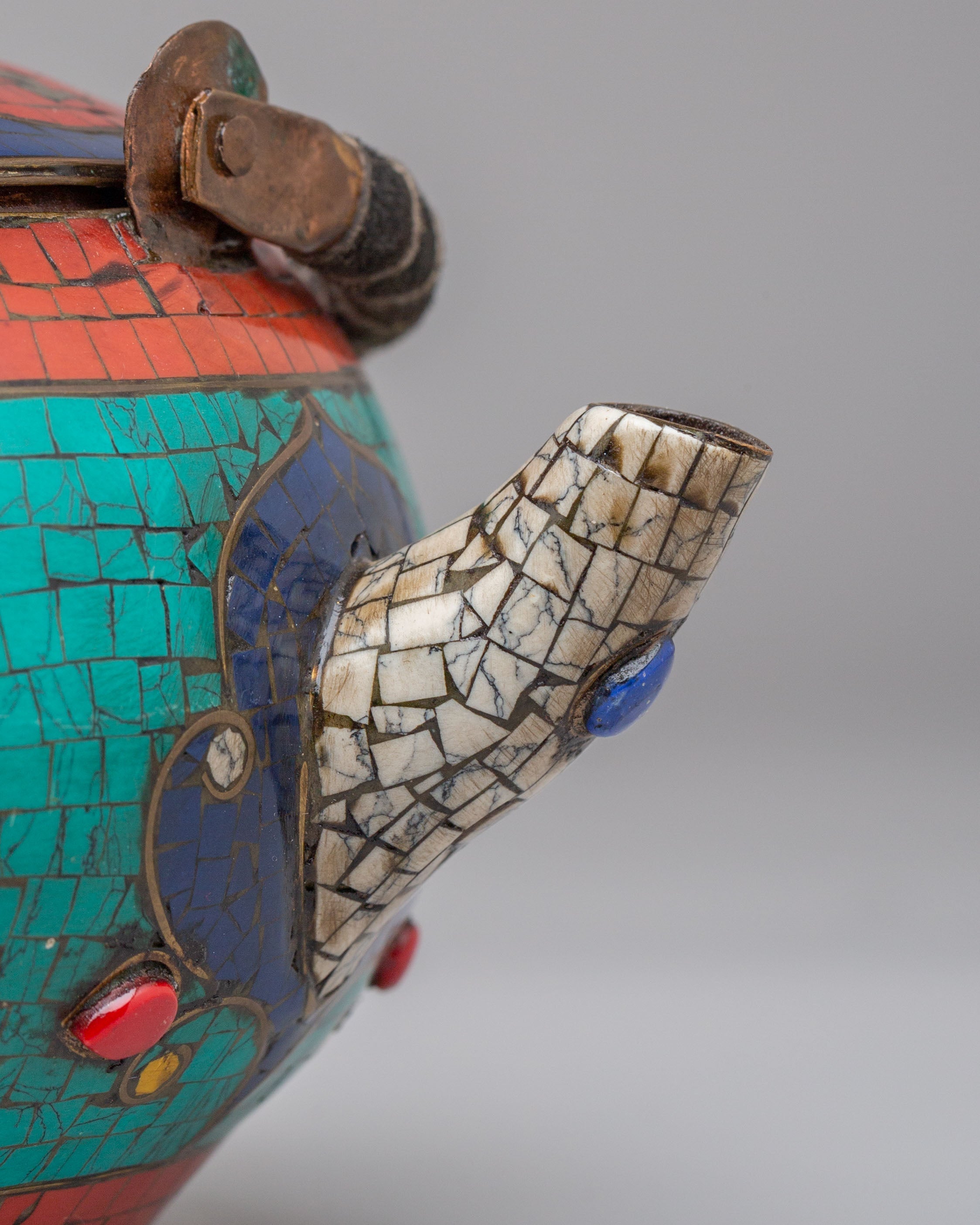 Gemstone Inlay Tea Pot | Traditional Himalayan Craftsmanship