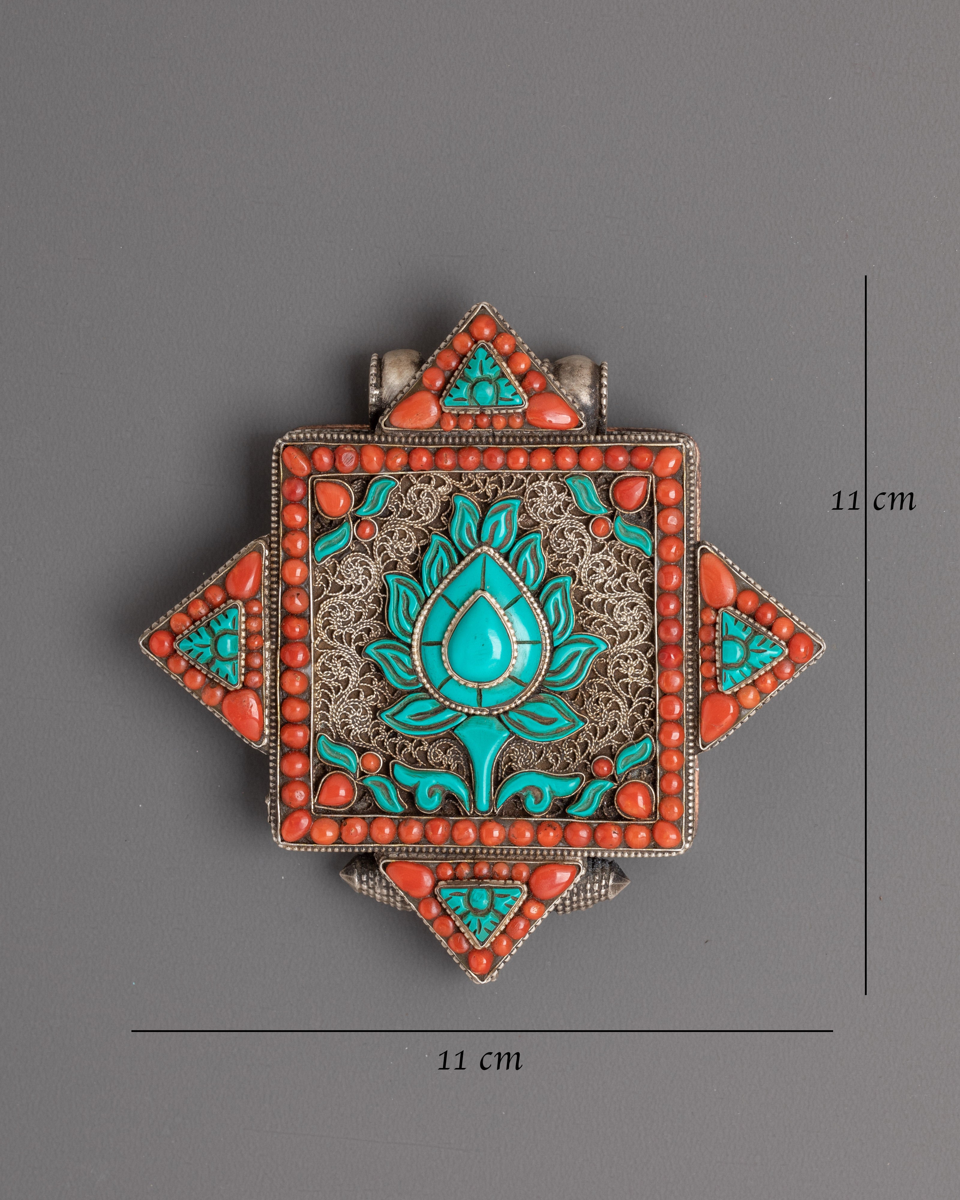 Ghau Locket with Semi Precious Stones | Tibetan Altar Accessory
